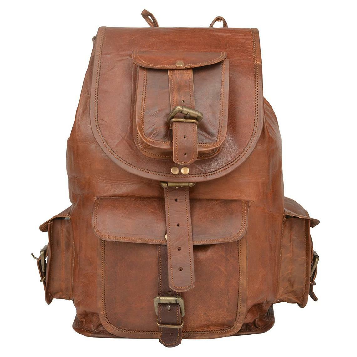 Backpack Rucksack Messenger Bag Men’s Genuine Leather Vintage Laptop Satchel