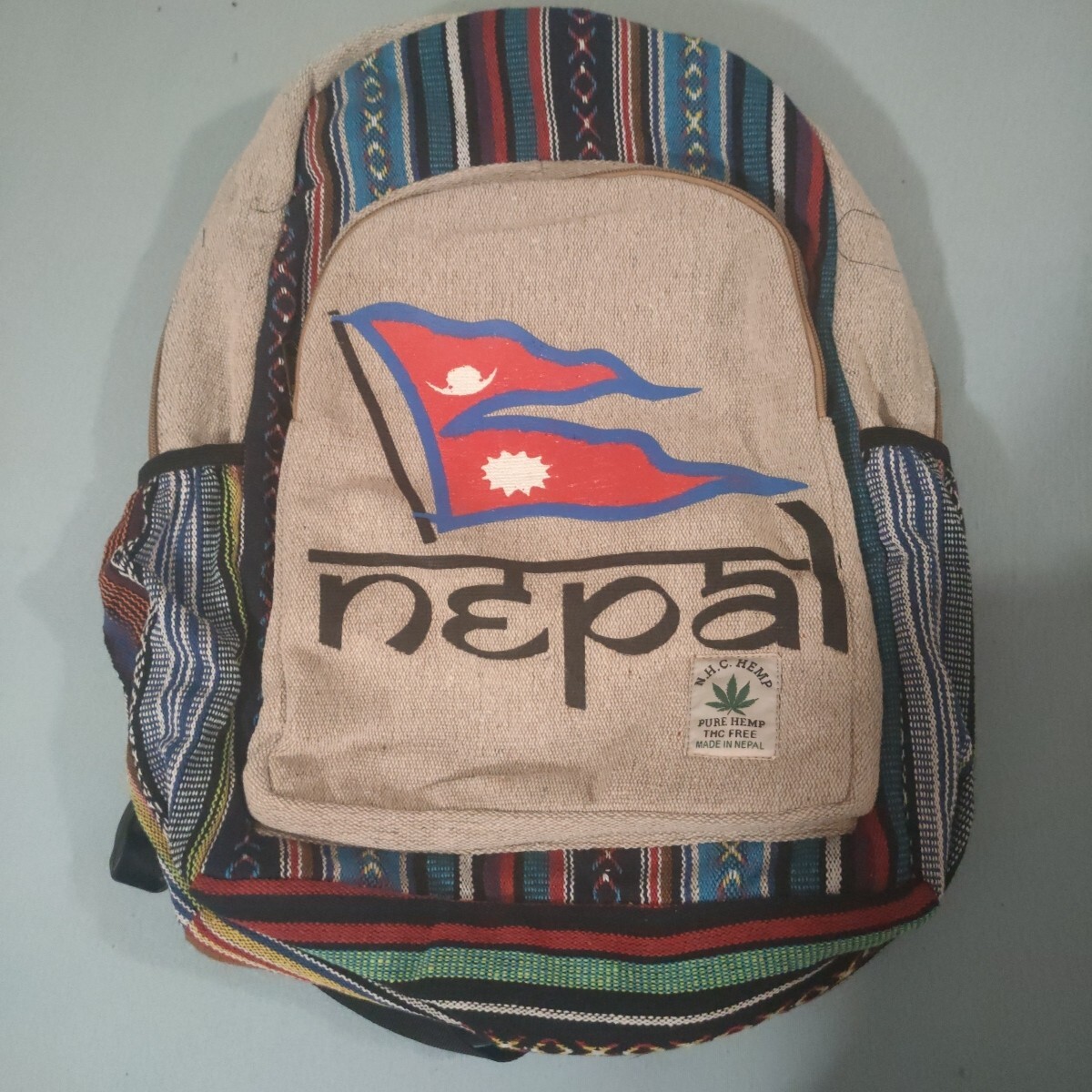 Hemp Backpack Travel Handmade Hippie Hemp School Bag Multicoloured Festival Fun