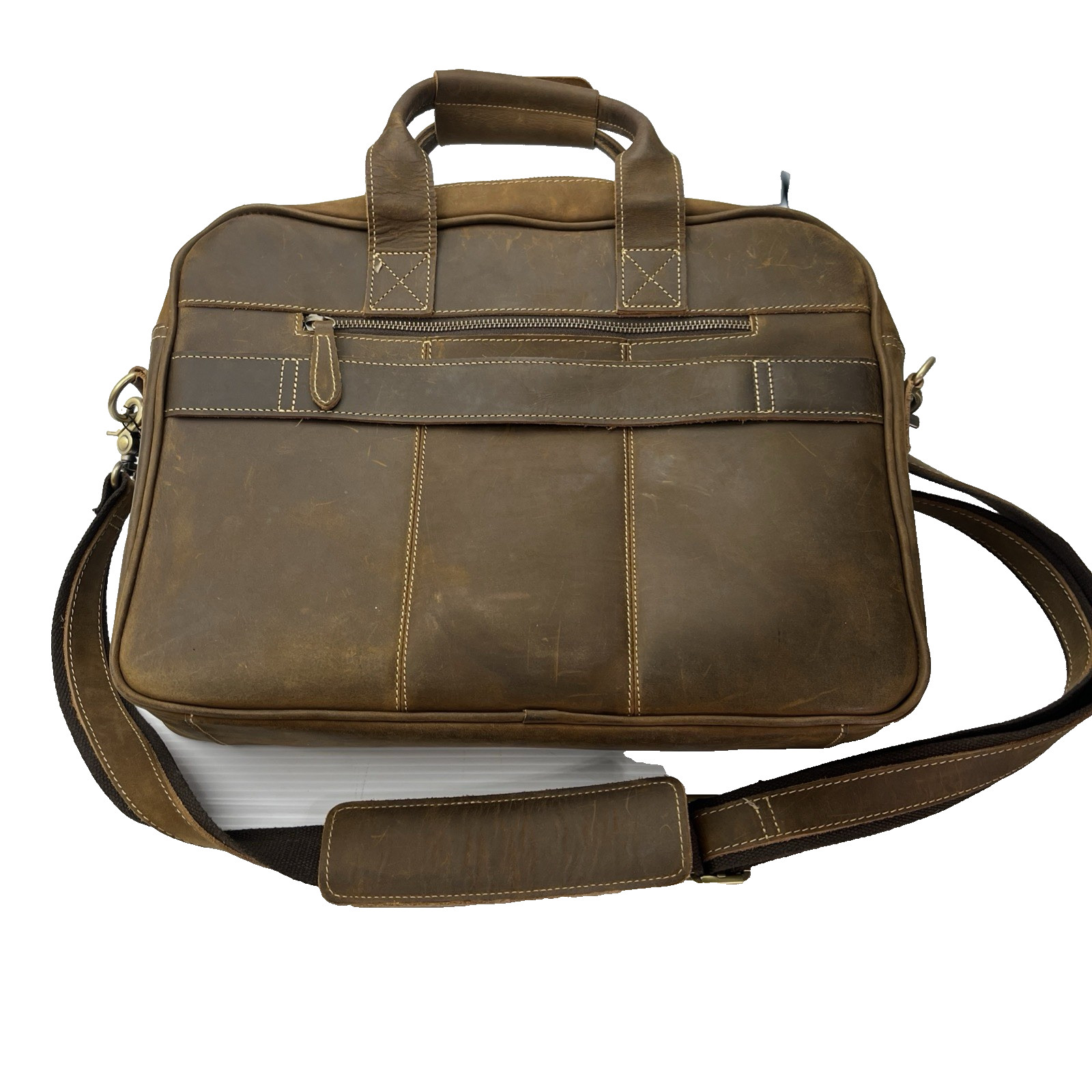 Delux Distressed Leather Briefcase Satchel Laptop Messenger Shoulder School Bag