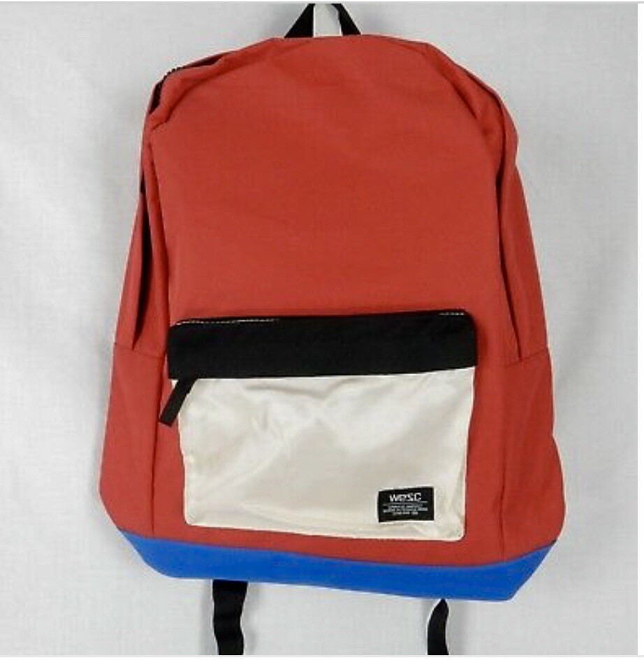 NEW! WeSC Red White Blue Chaz Coated Designer Zipper Unisex Backpack $88