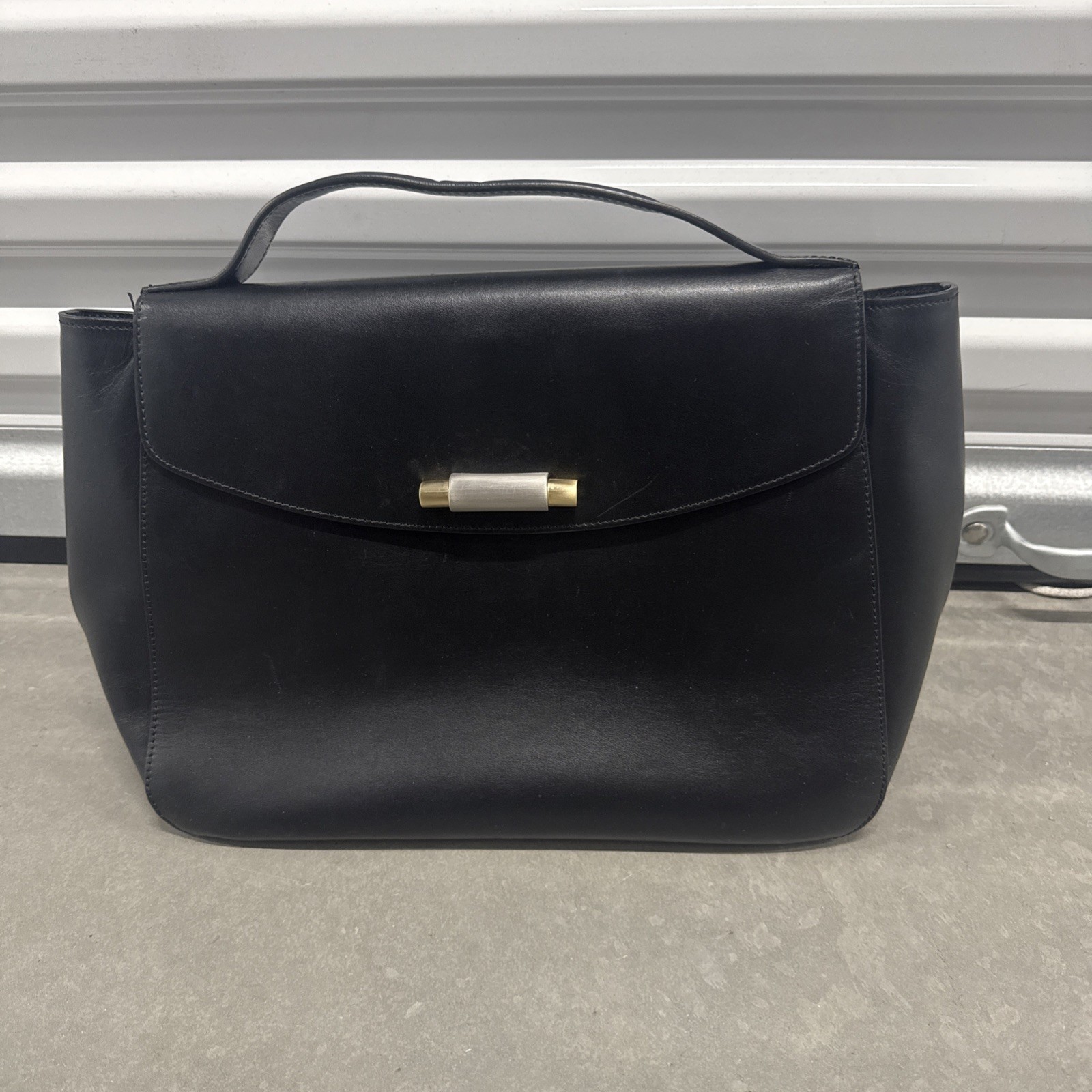 Vtg TUMI Henri Bendel Black Leather Laptop Business Commuter Bag
