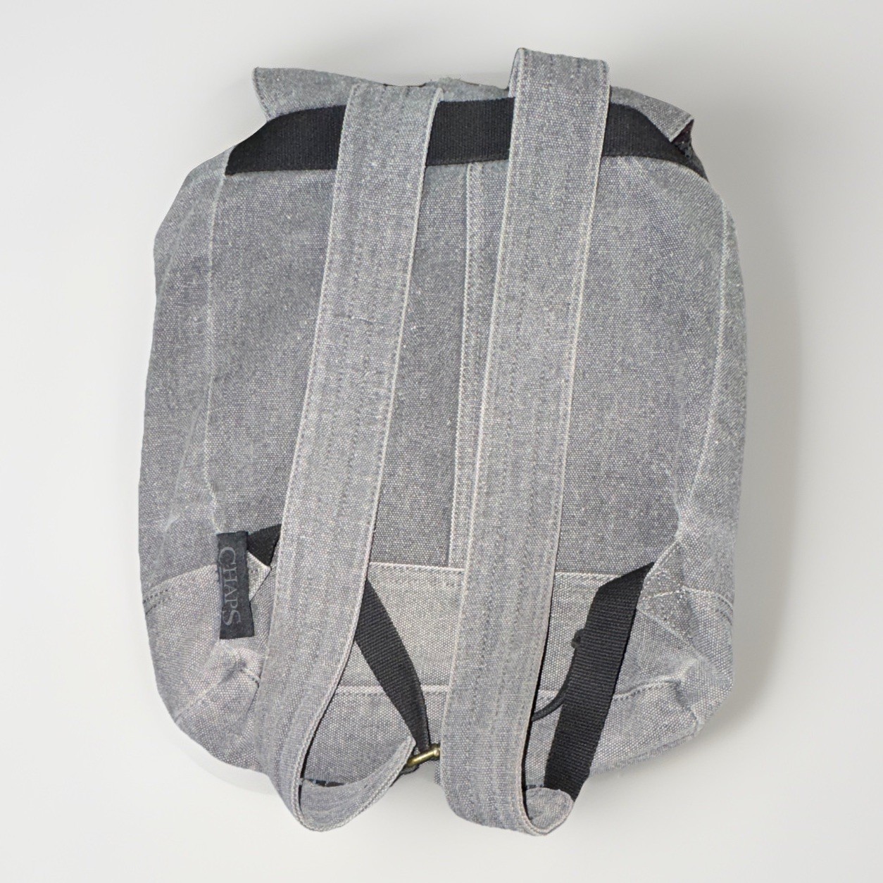 Chaps Gray Laptop Backpack Buckle Flap Drawstring Closure Lined Inner Pockets