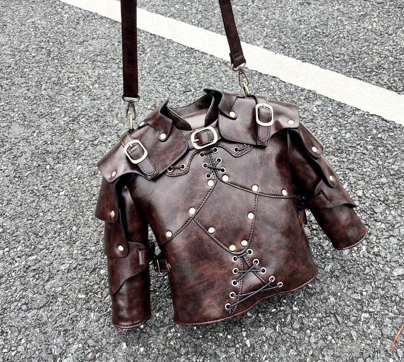 New Artificial Leather Rivet tie armor combat suit Shoulder Bag