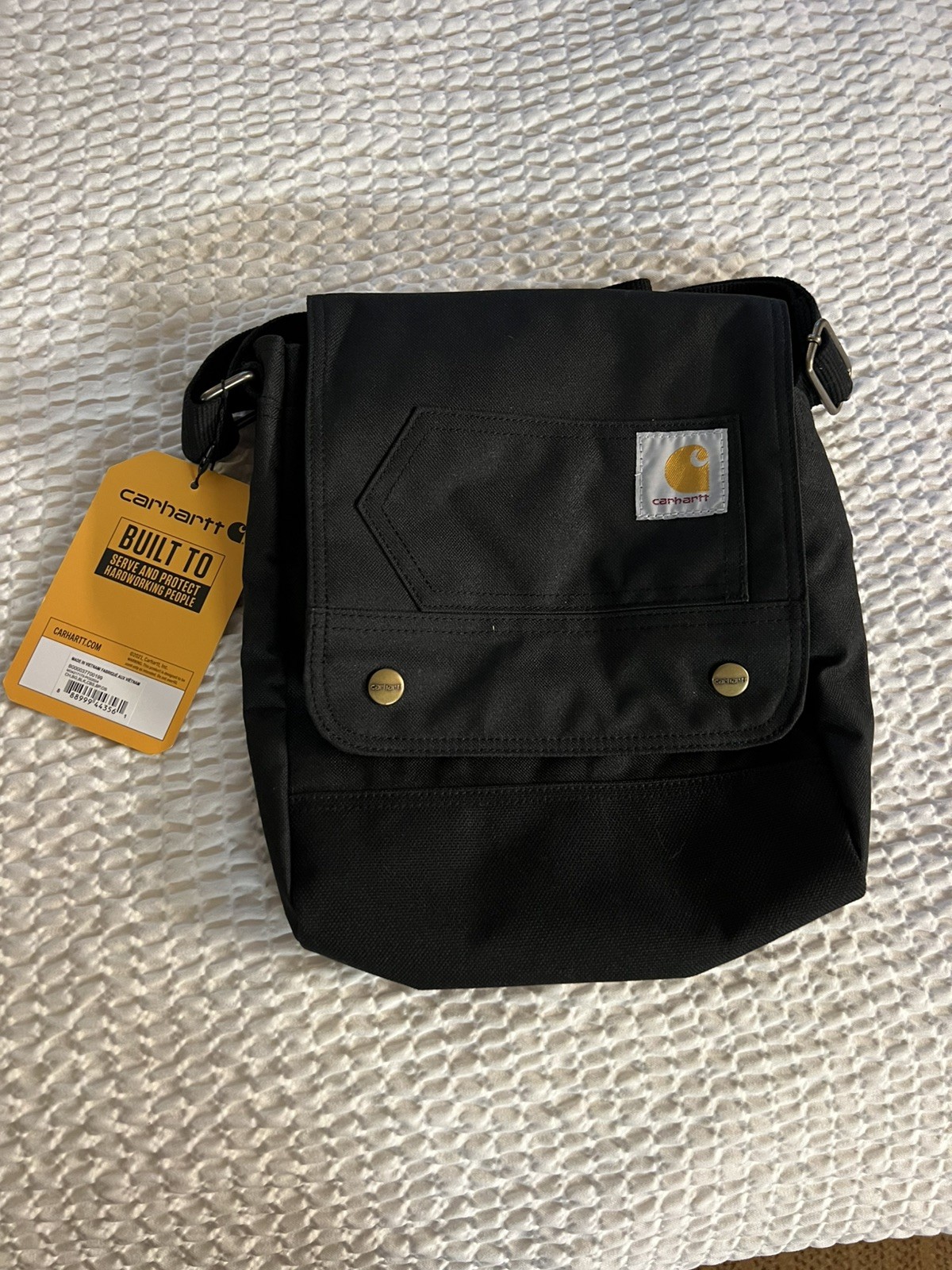 Carhartt Black Durable Adjustable Crossbody Snap Bag Carry All NWT