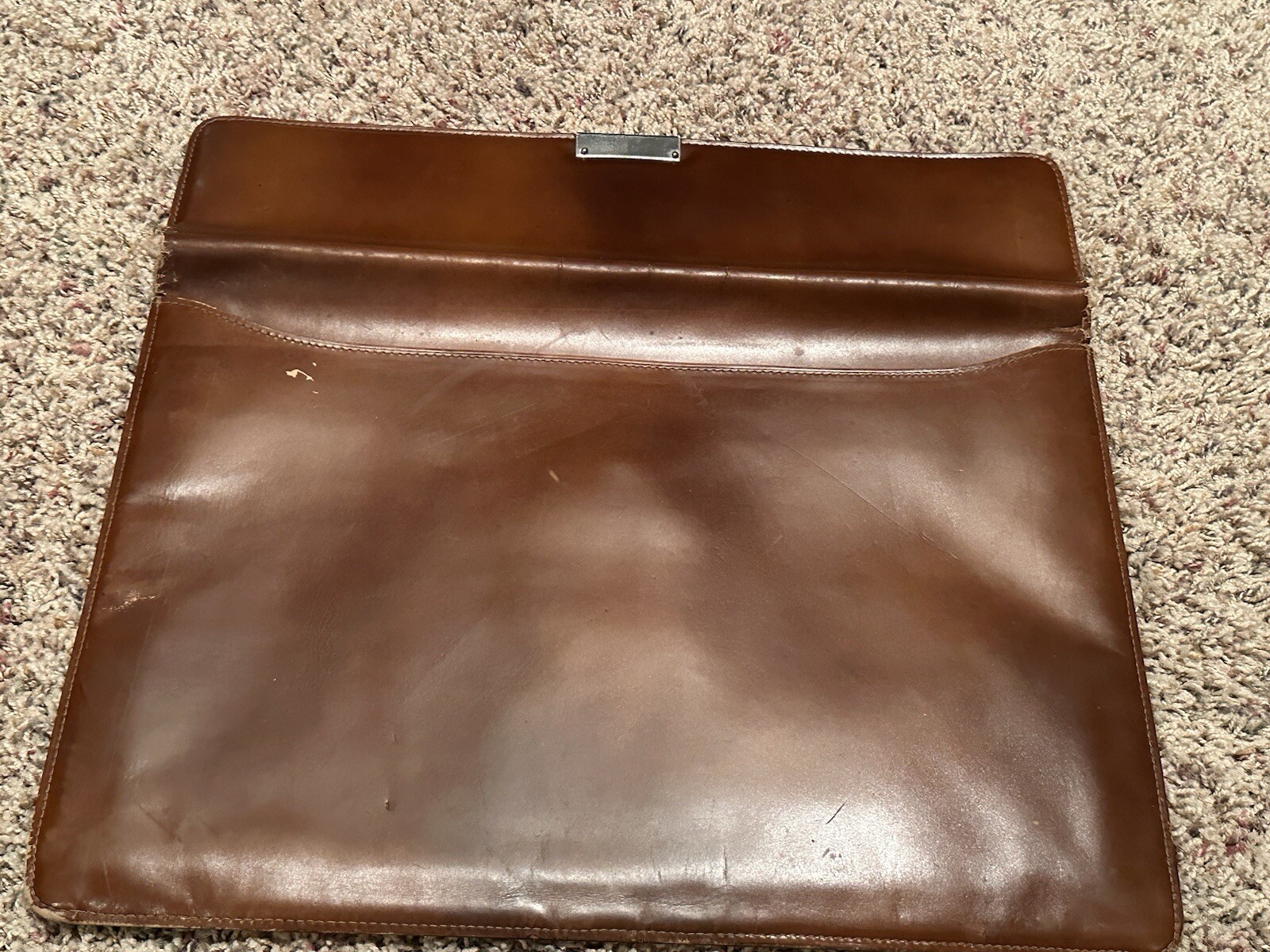 Vintage Leather Lockable Folder Portfolio Document Holder – 3 compartments & Key