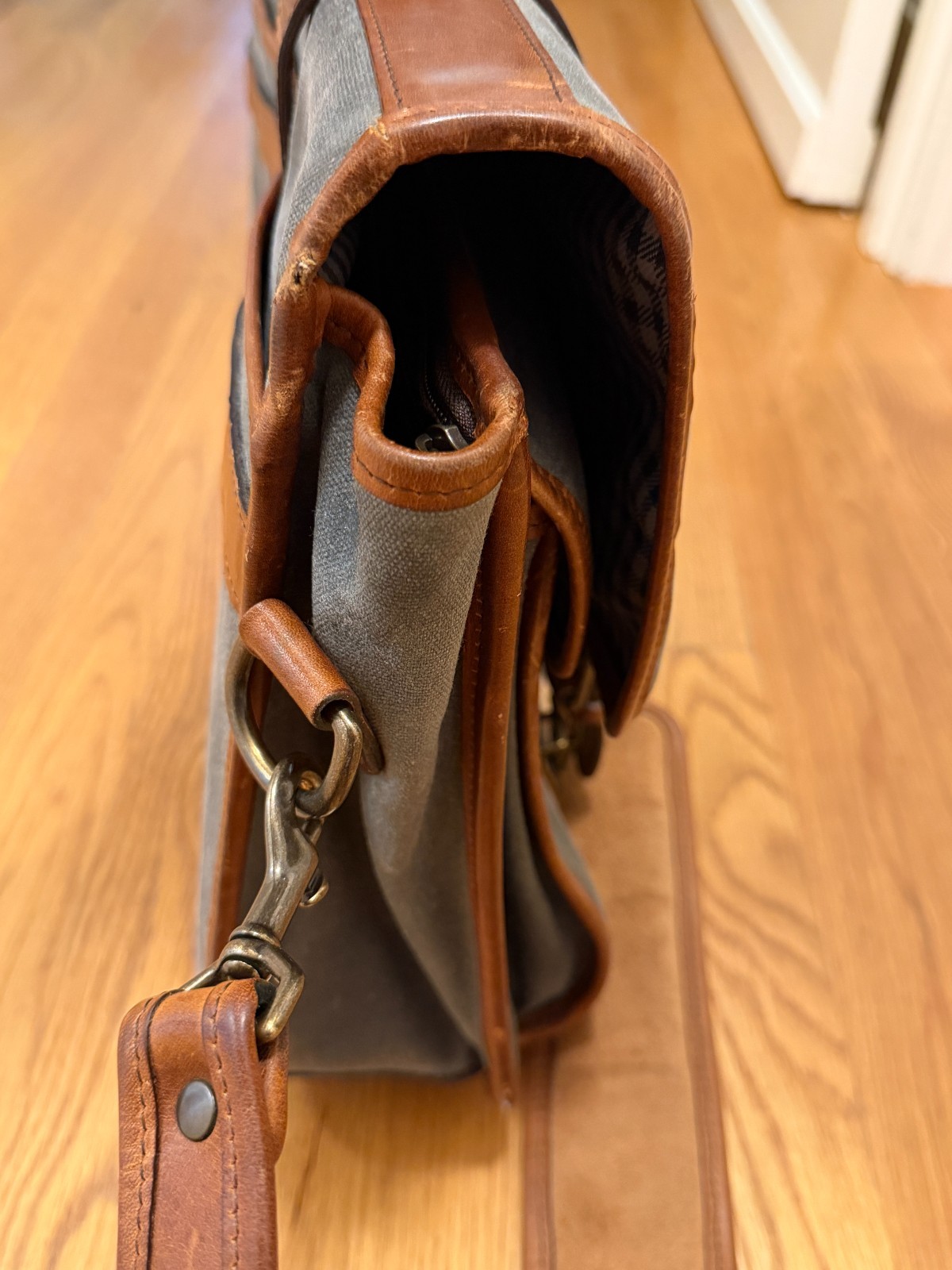 Korchmar Garfield Waxed Canvas Briefcase Bag Grey