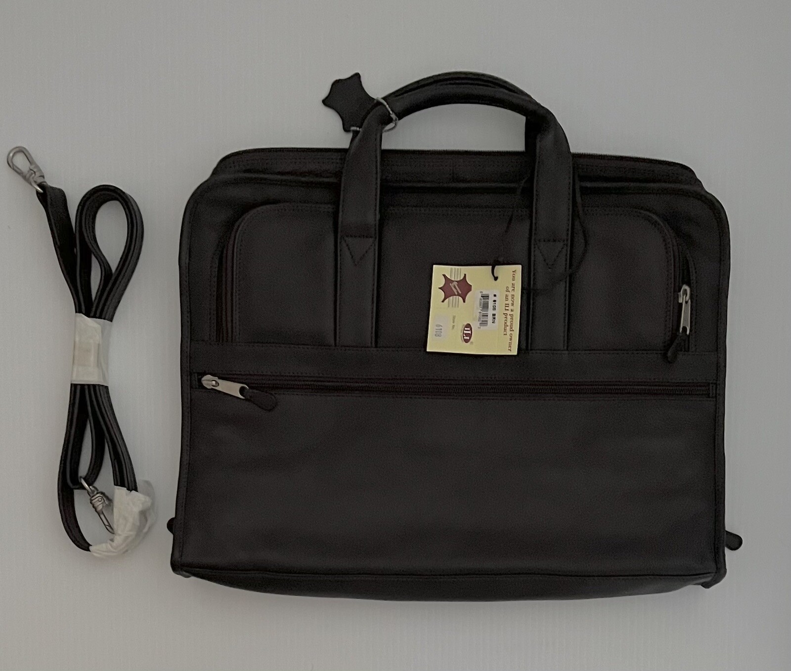 NWT • ILI Leather Organizer Briefcase • Laptop Bag • Satchel • Shoulder Strap