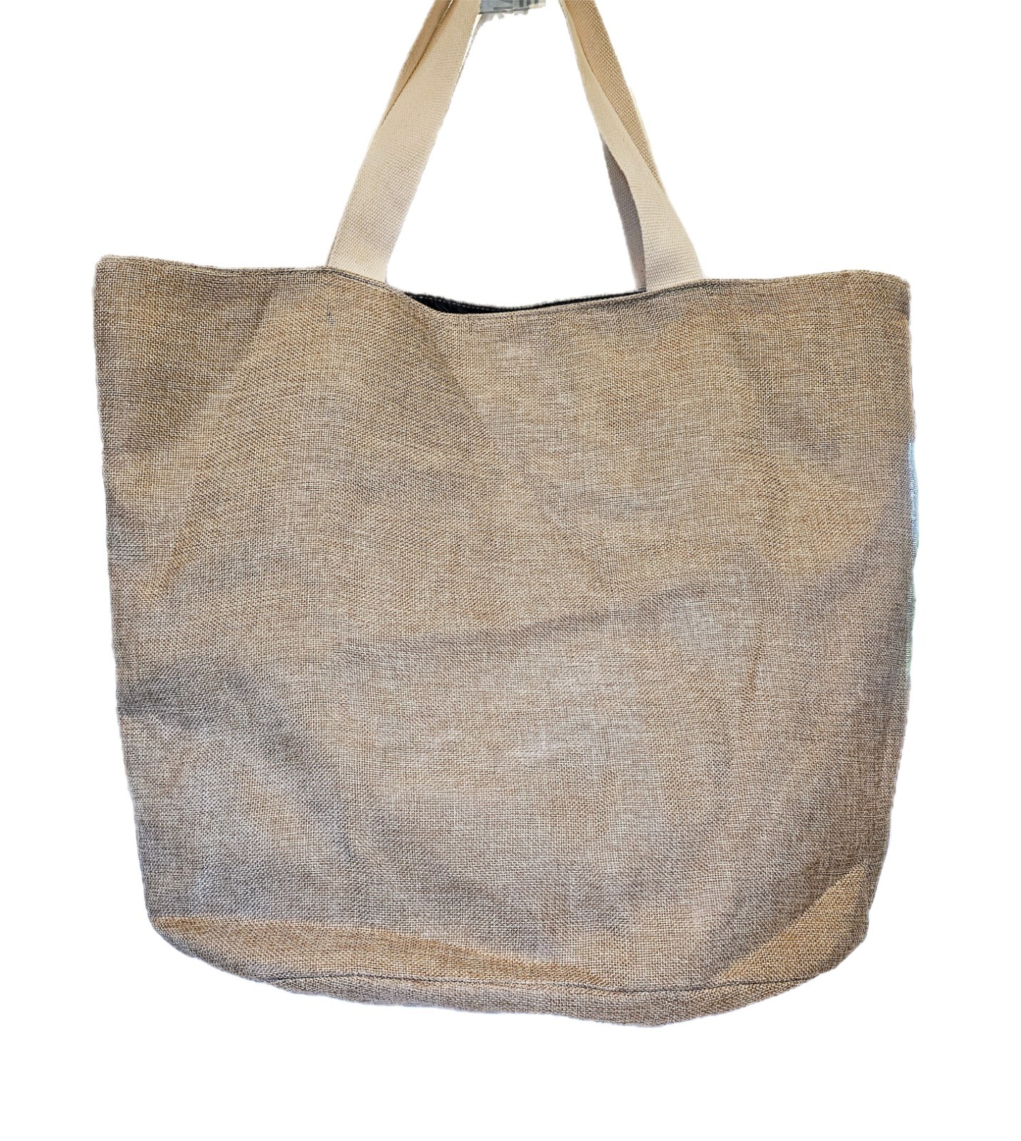 Strand Octopus Squid Beach Ocean Linen Burlap Tote Bag Lined Vacay 16″ x 18 x 10