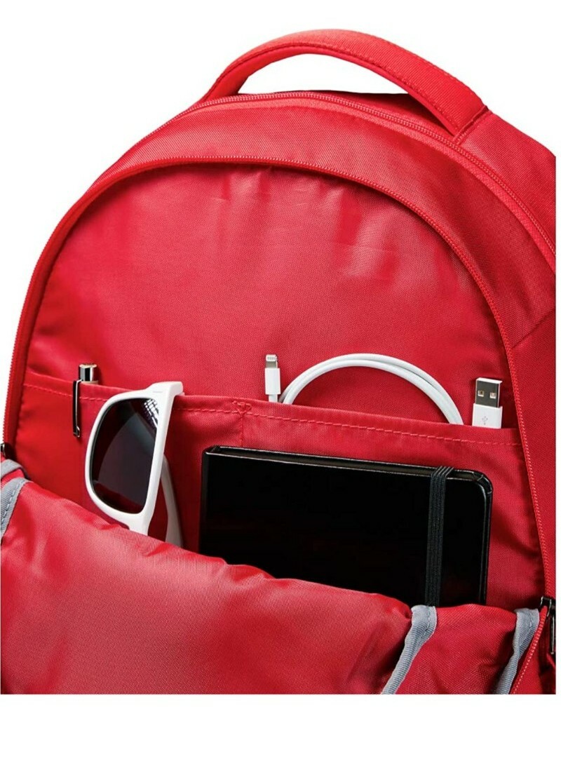 Under Armour Hustle 4.0 Storm Backpack School/Work/Gym/Travel Bag Red/Silver