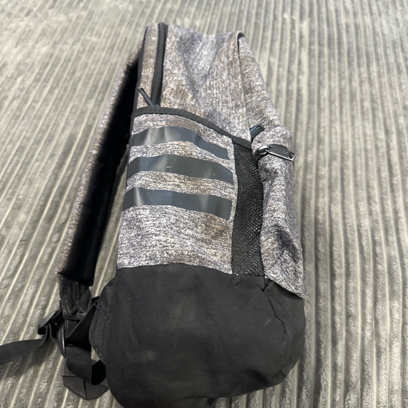 Adidas Classic 3 Stripes Core Backpack Medium Gray Tech Friendly Book Bag