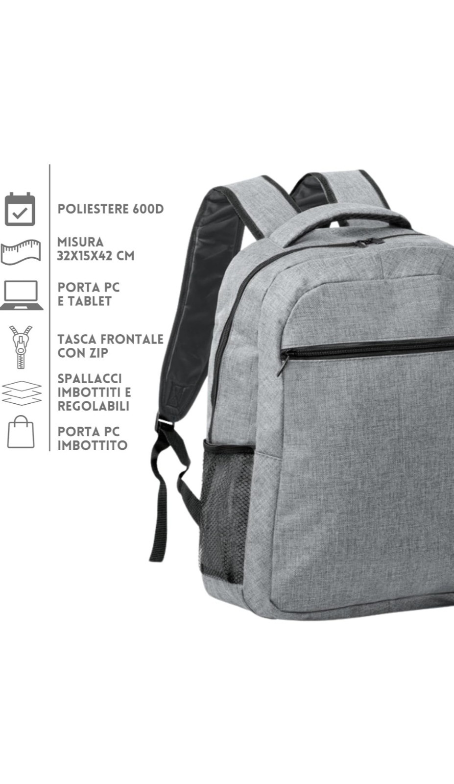 Laptop Backpack 15.6″ – Grey, Lightweight & Padded