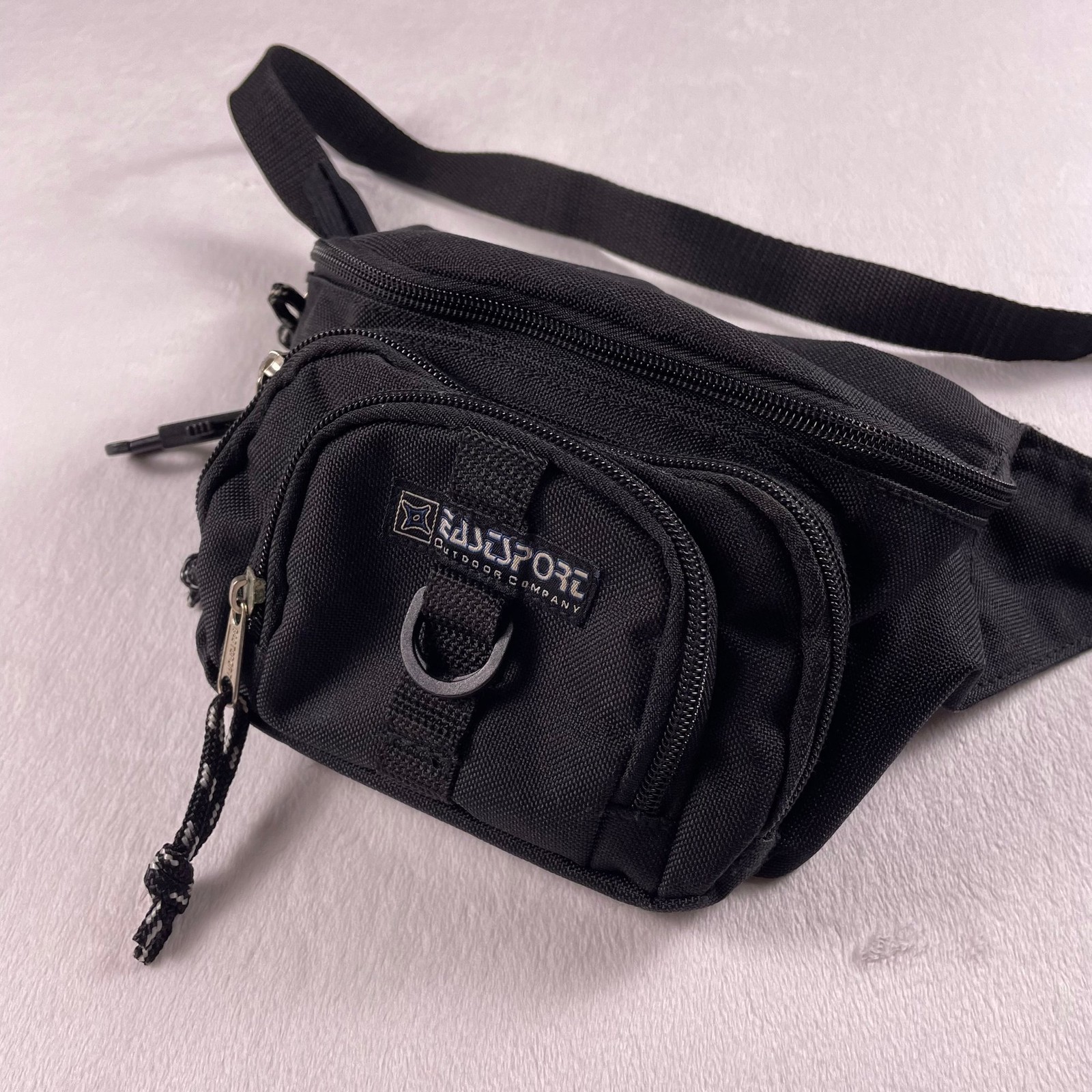 Vtg 90s Eastsport Fanny Pack Black Waist Bag Hip Pack Travel Festival Adjustable
