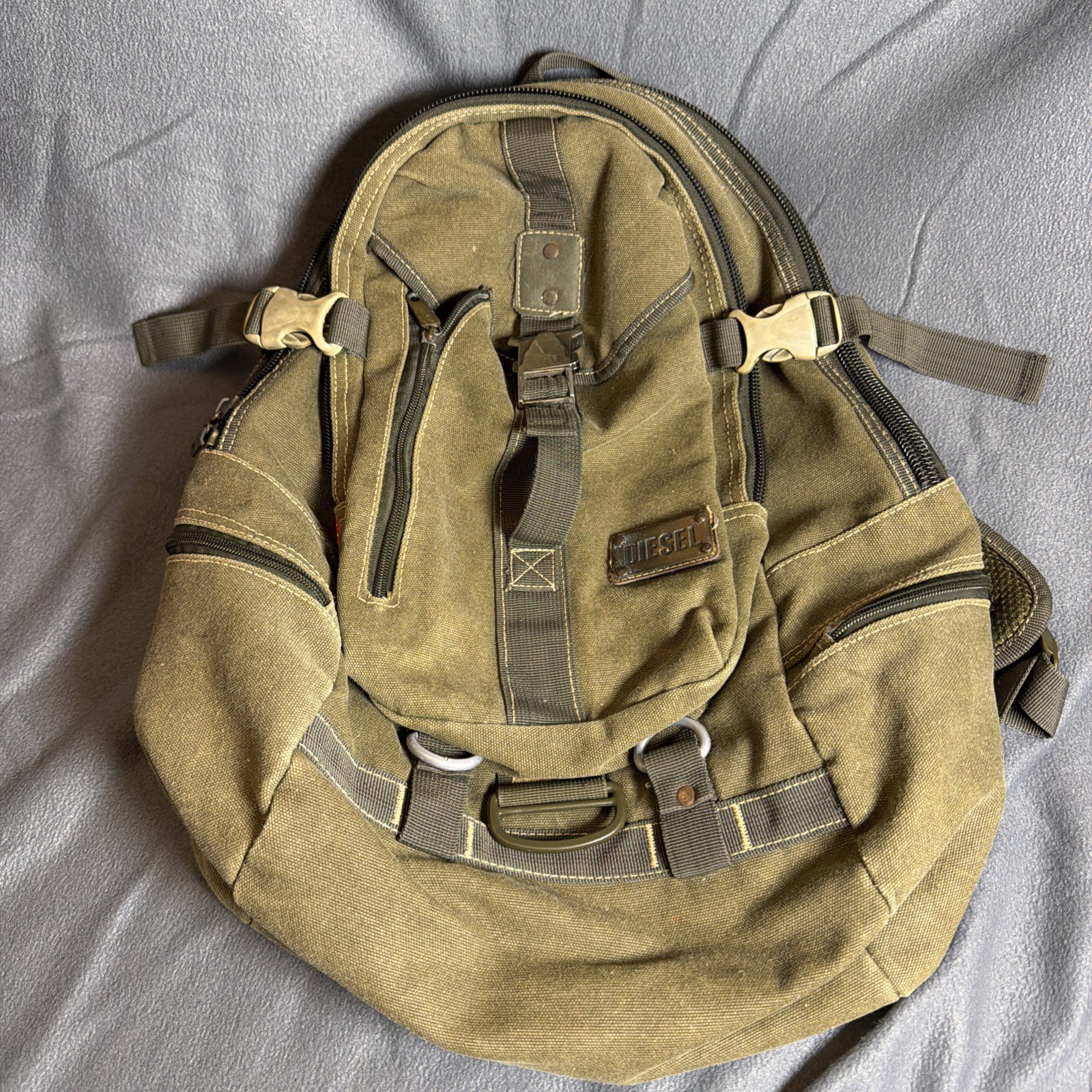 Vintage Diesel Backpack Spare Parts Gorpcore Army Canvas Y2K