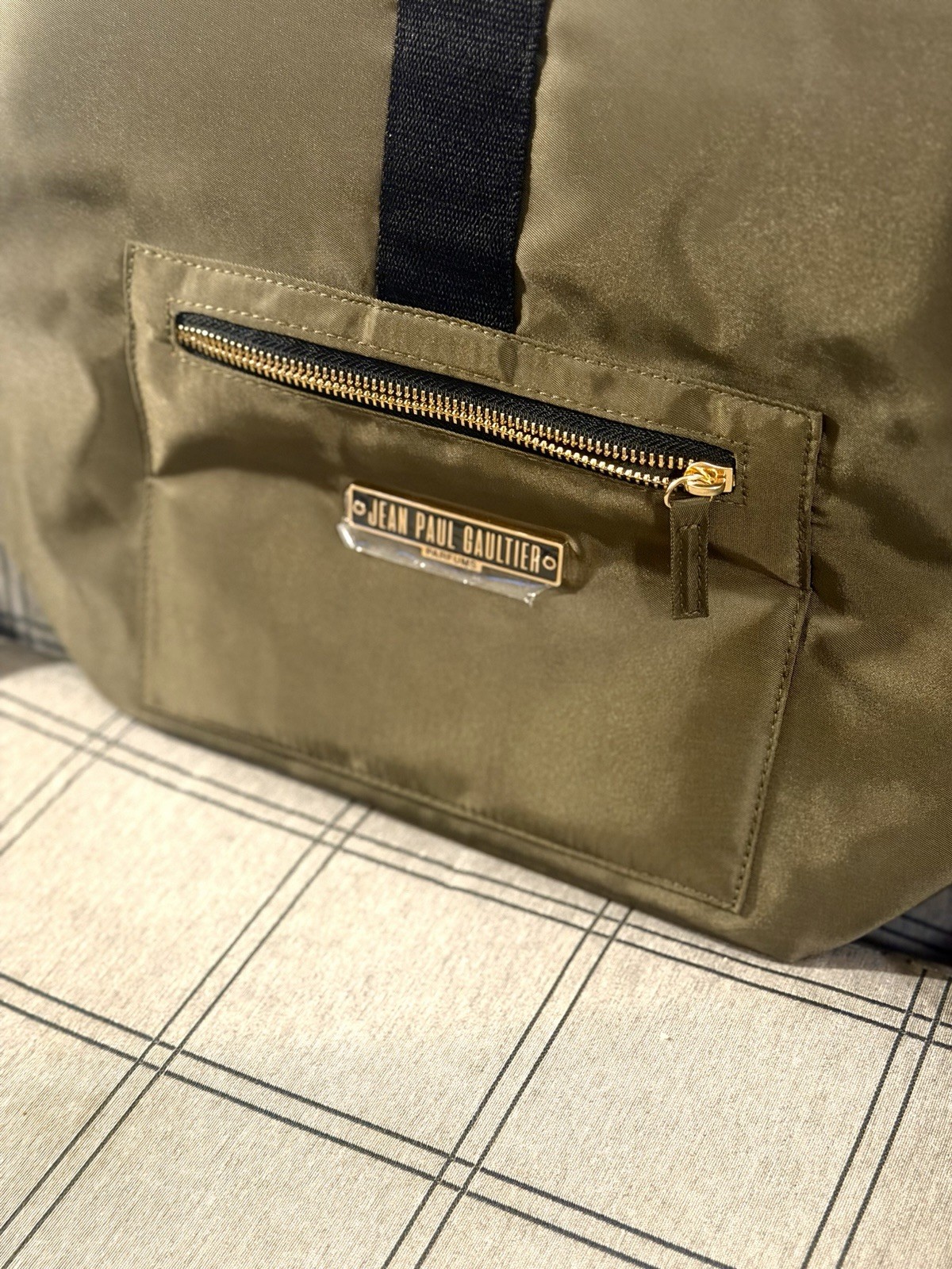 Jean Paul Gaultier Solid Green/Black Backpack Zip Closure Outer Pockets Travel