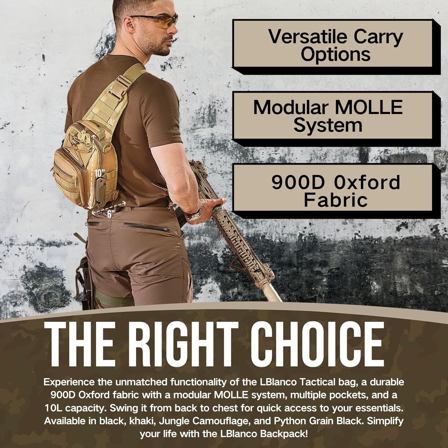 Tactical Sling Shoulder Backpack Men Outdoor MOLLE Military Crossbody Chest Bag
