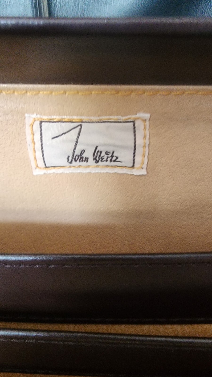 John Weitz Vintage Briefcase Leather, 3 Combo Lock, Brown Burgundy hinged, VGC