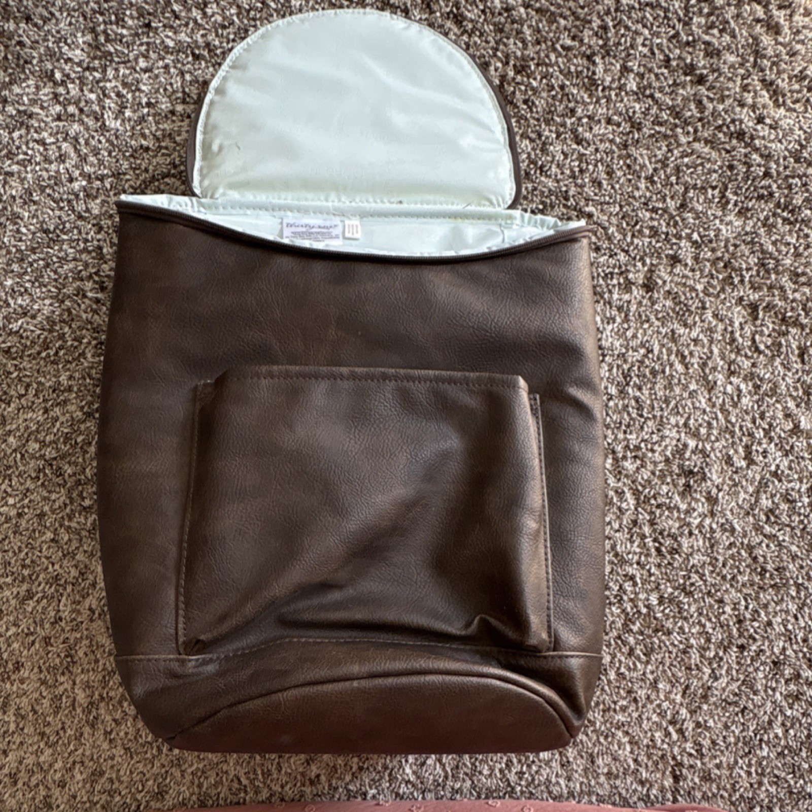 Thirty-One Brown Insulated Backpack Style Bag Adjustable Strap Top Handle Casual