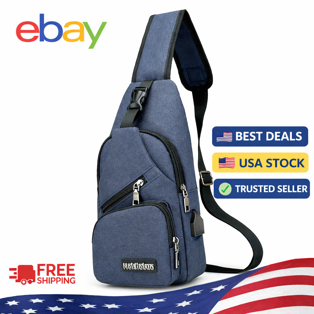 USB Charging Canvas Chest Bag Crossbody Travel – Free Shipping
