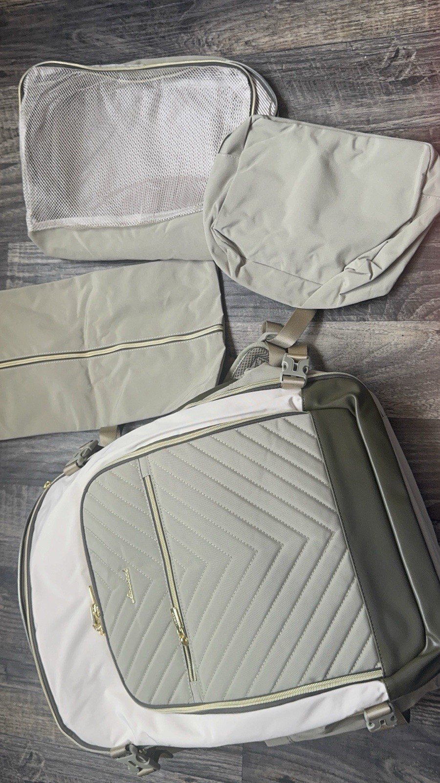 LOVEVOOK Gray Large Backpack Zip/Buckle Closure Adjustable Straps Top Handle