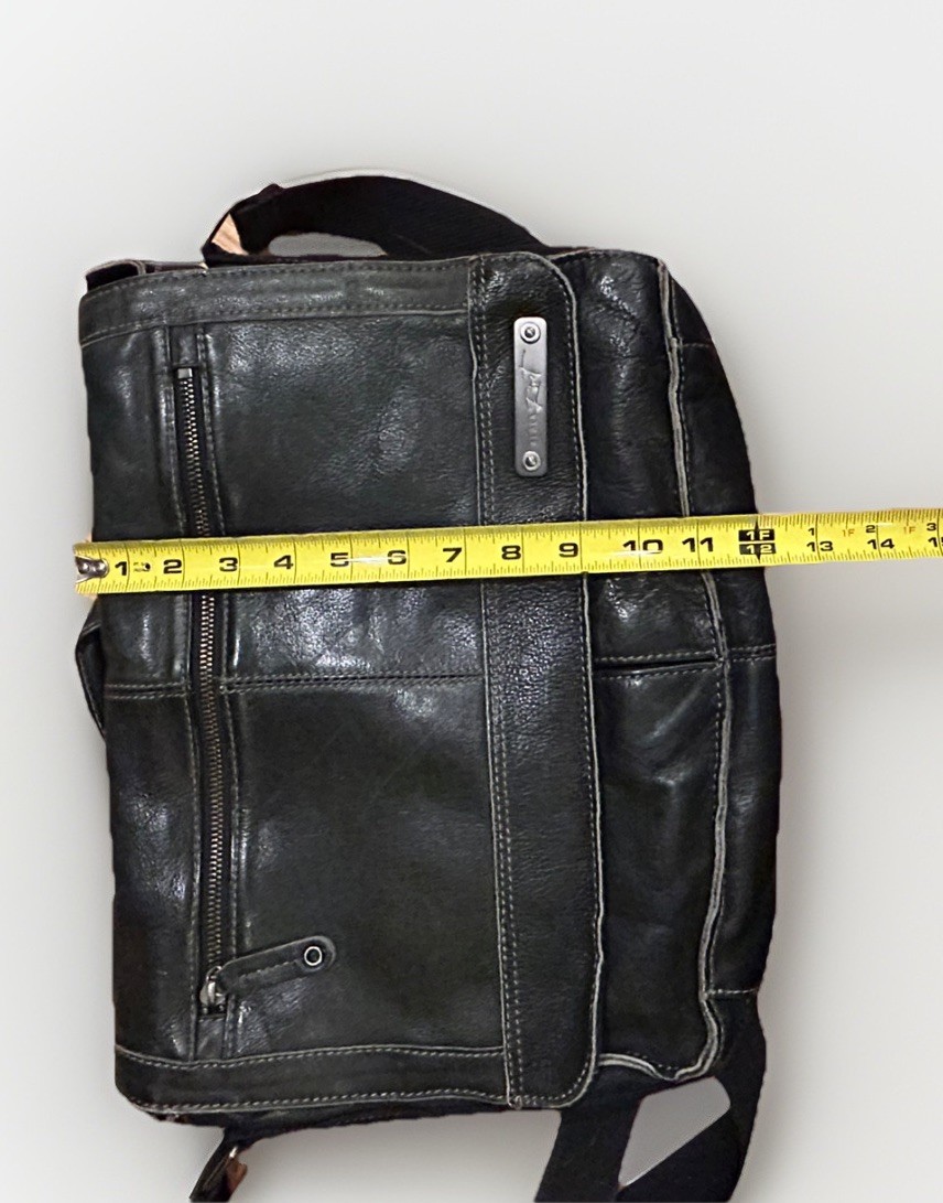 Black Rivet Distressed Brown Leather Laptop Shoulder Messenger Bag Briefcase
