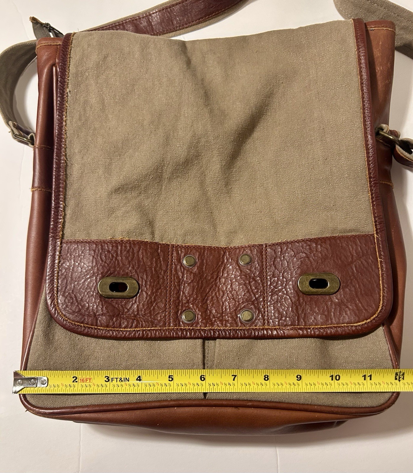 Converse Messenger Bag Brown Leather Canvas Crossbody Satchel Vintage Style RARE