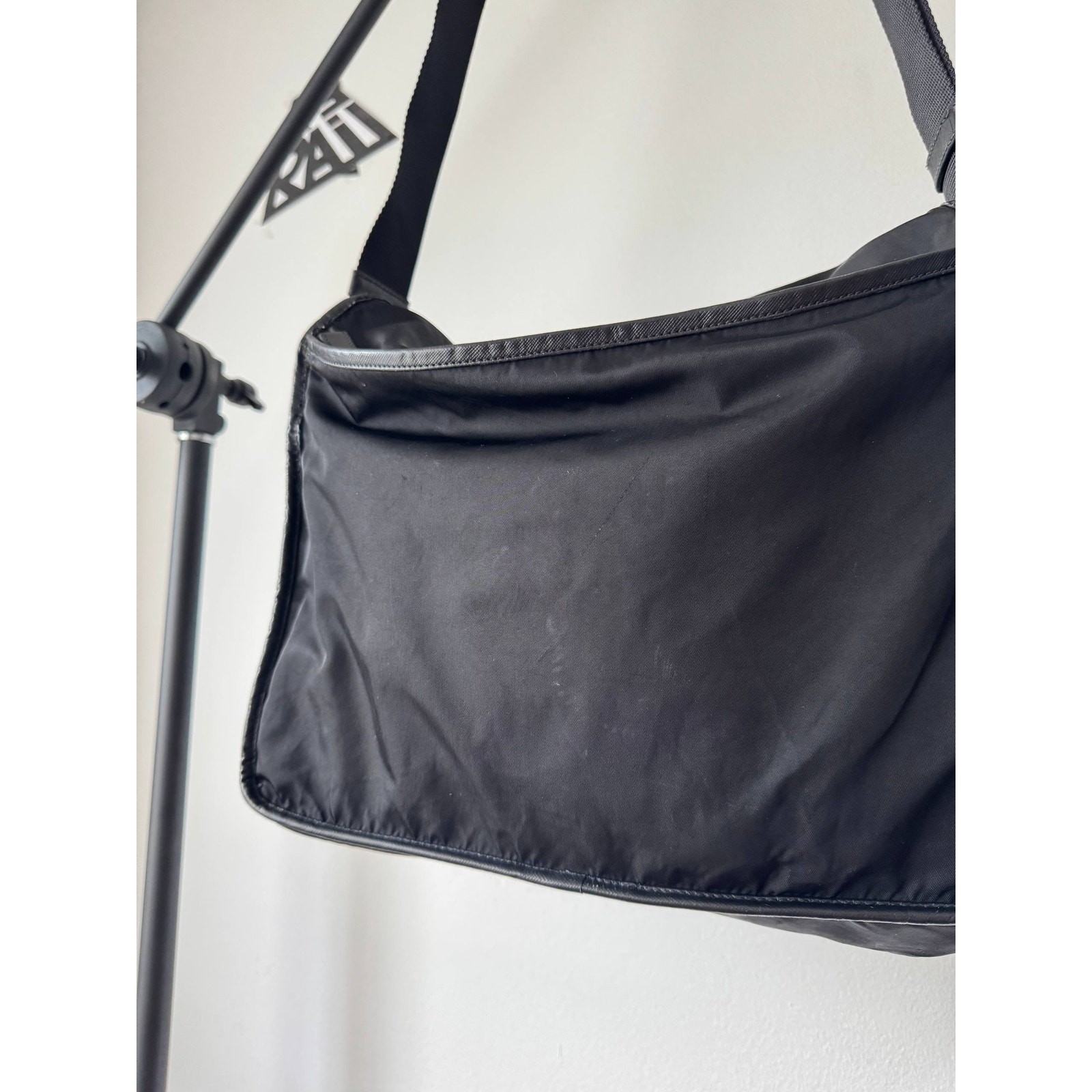 Prada Triangle Logo Black Nylon Messenger Bag