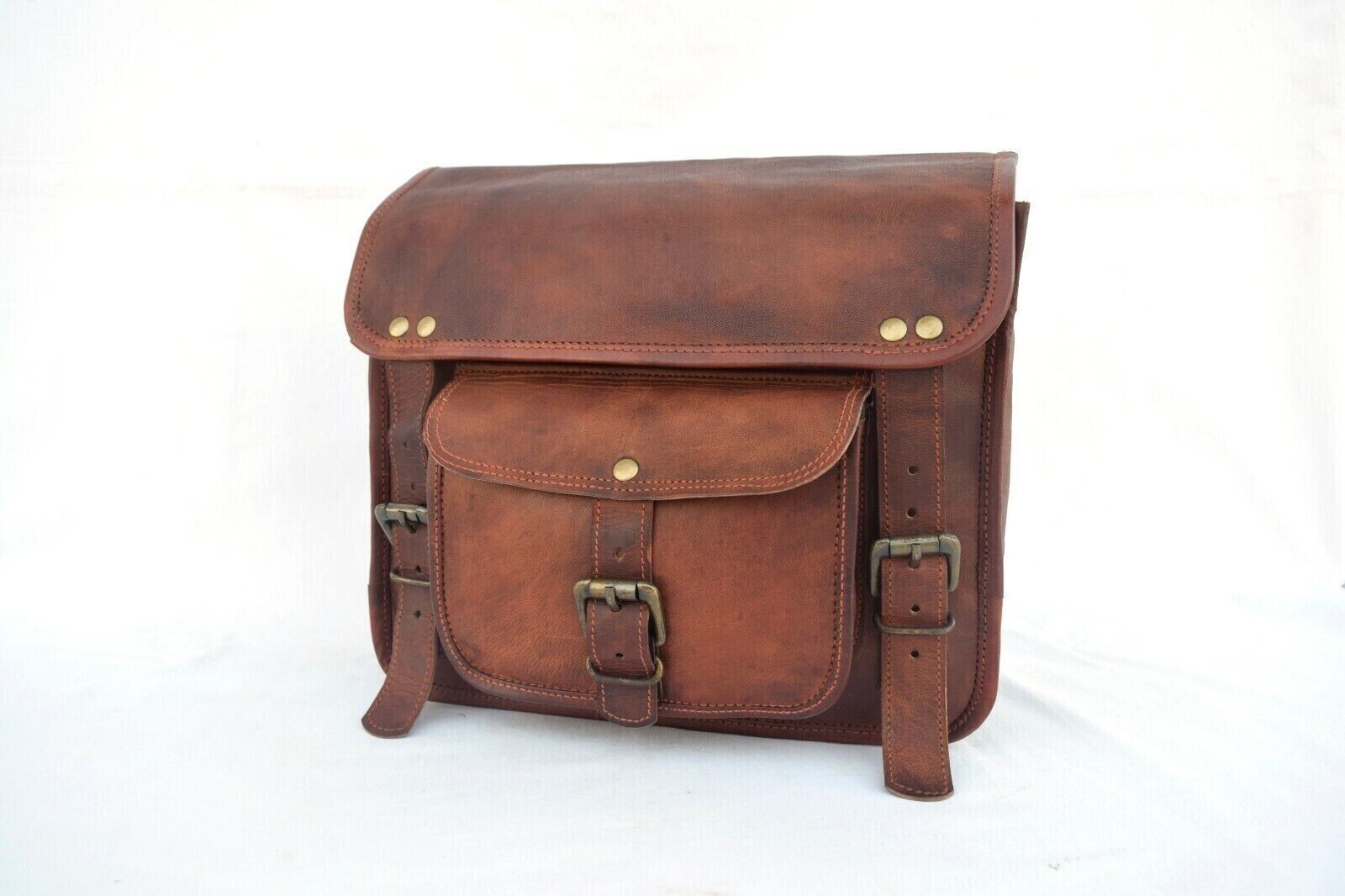 Handmade Leather Biker Side Bag Satchel Bike Motorcycle Fanny Pack Small 11 In