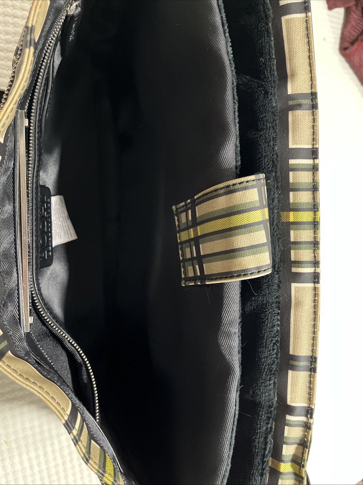 Bodhi Tan Plaid Coated Linen Shoulder Handbag computer cross body XLarge
