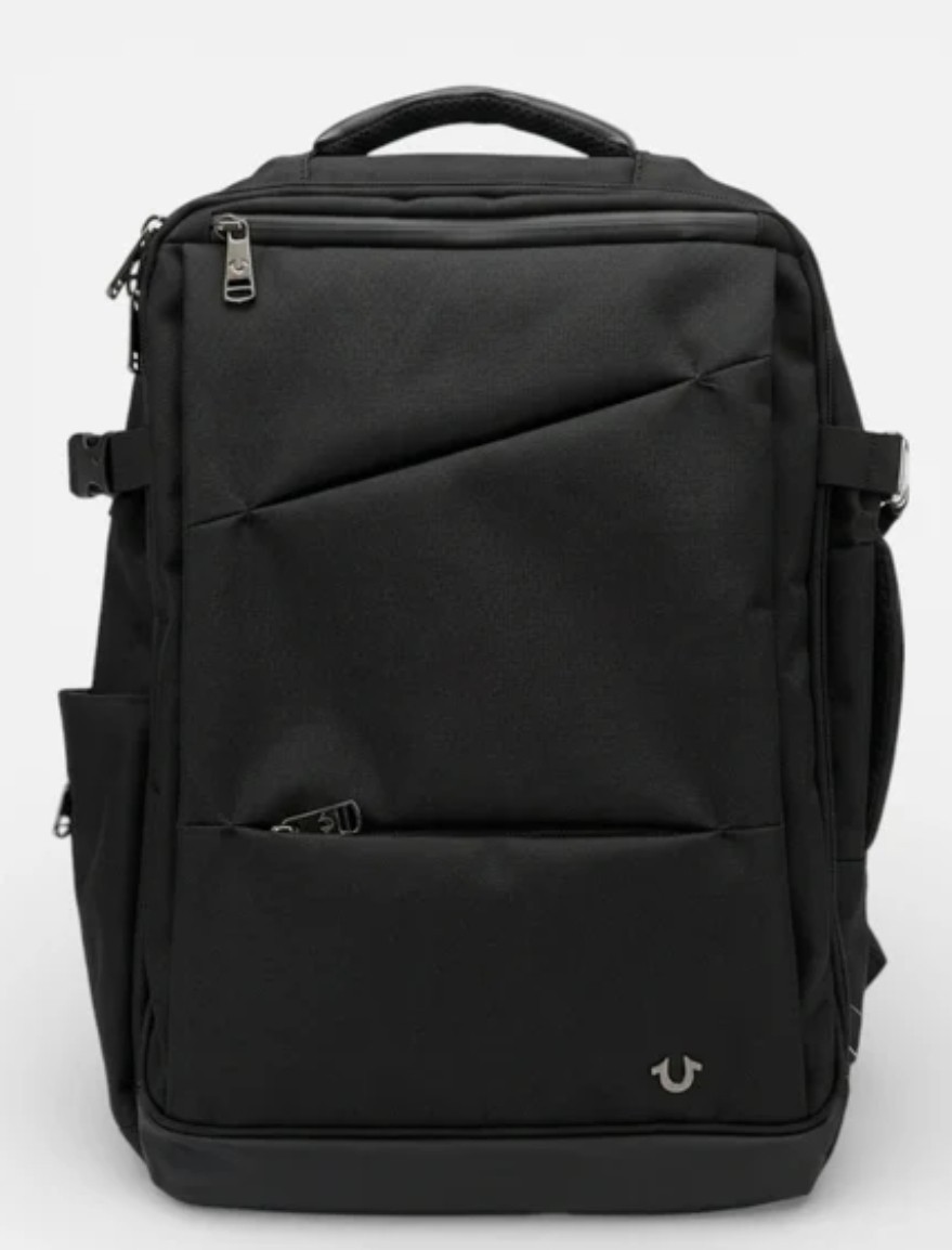 True Religion Will travel backpack in black with a volume of 23 l