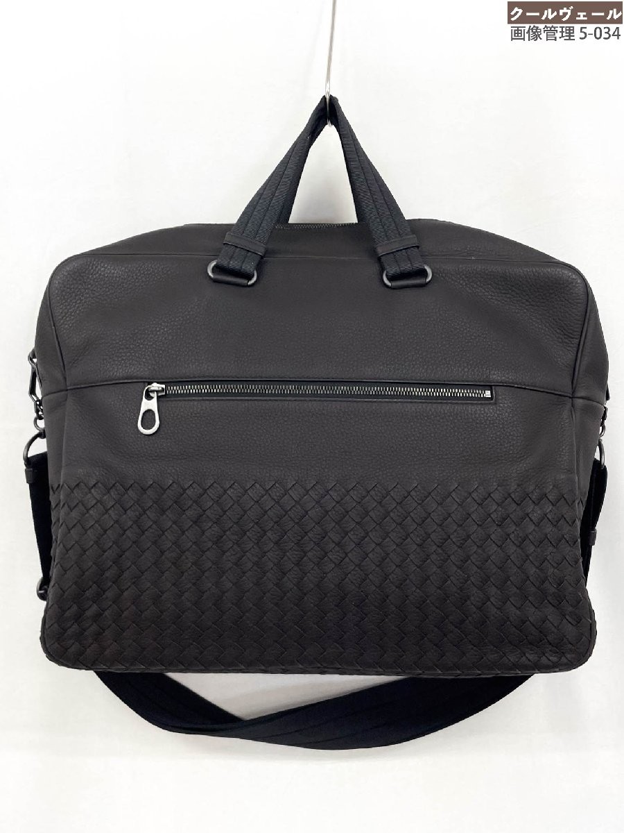 Bottega Veneta Intrecciato Shrink Leather 2WAY Brief Bag Men’s Dark Brown