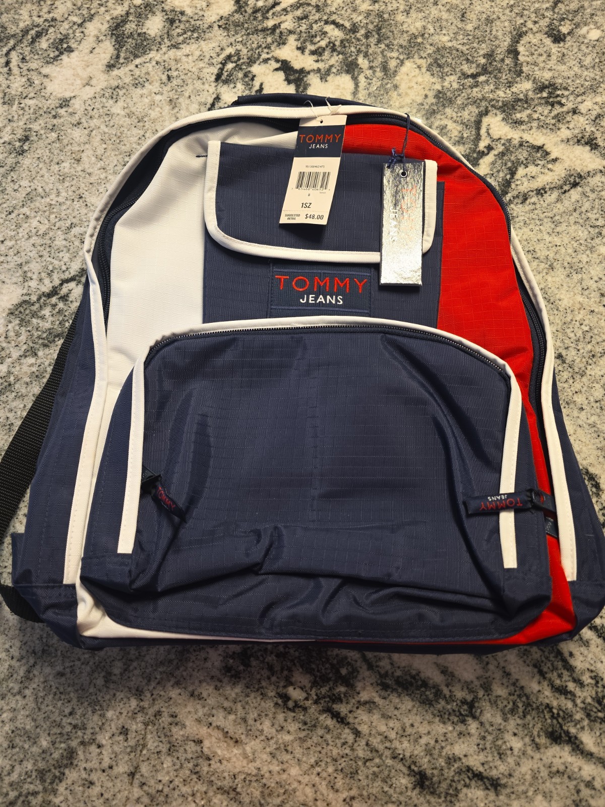 NWT Tommy Hilfiger Backpack Bookbag School Bag Nylon Logo Zipper Pockets 051