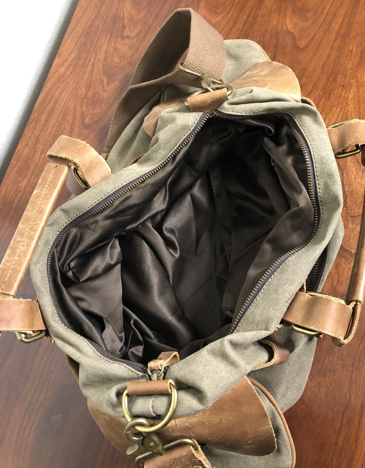 Vintage Canvas & Leather Duffel Bag – Heavy Duty Travel Weekender Tote Unbranded