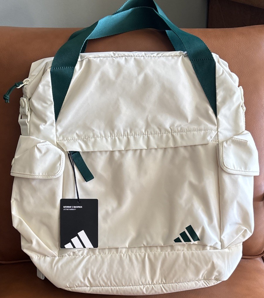 ADIDAS Saturday 2 Backpack Creamy Ivory & Green Multiple Pockets Unisex NWT!!!