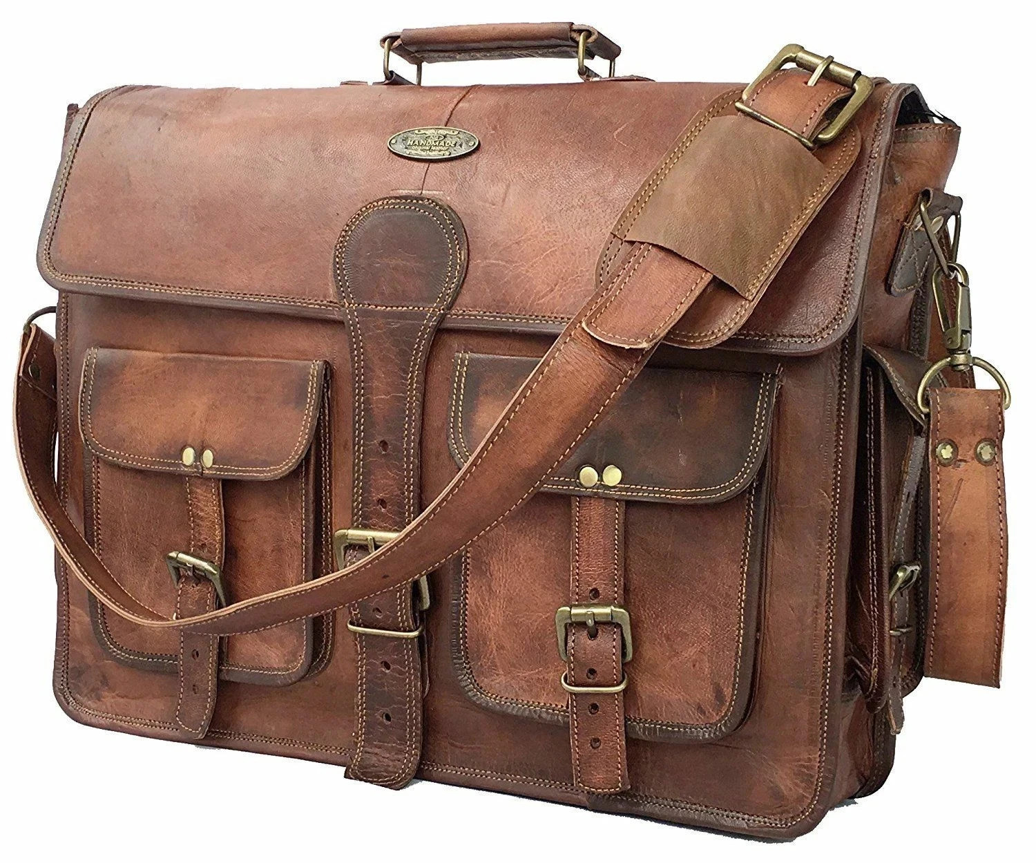 Handmade Men’s prestige Leather Vintage Laptop Messenger Briefcase Bag Satchel