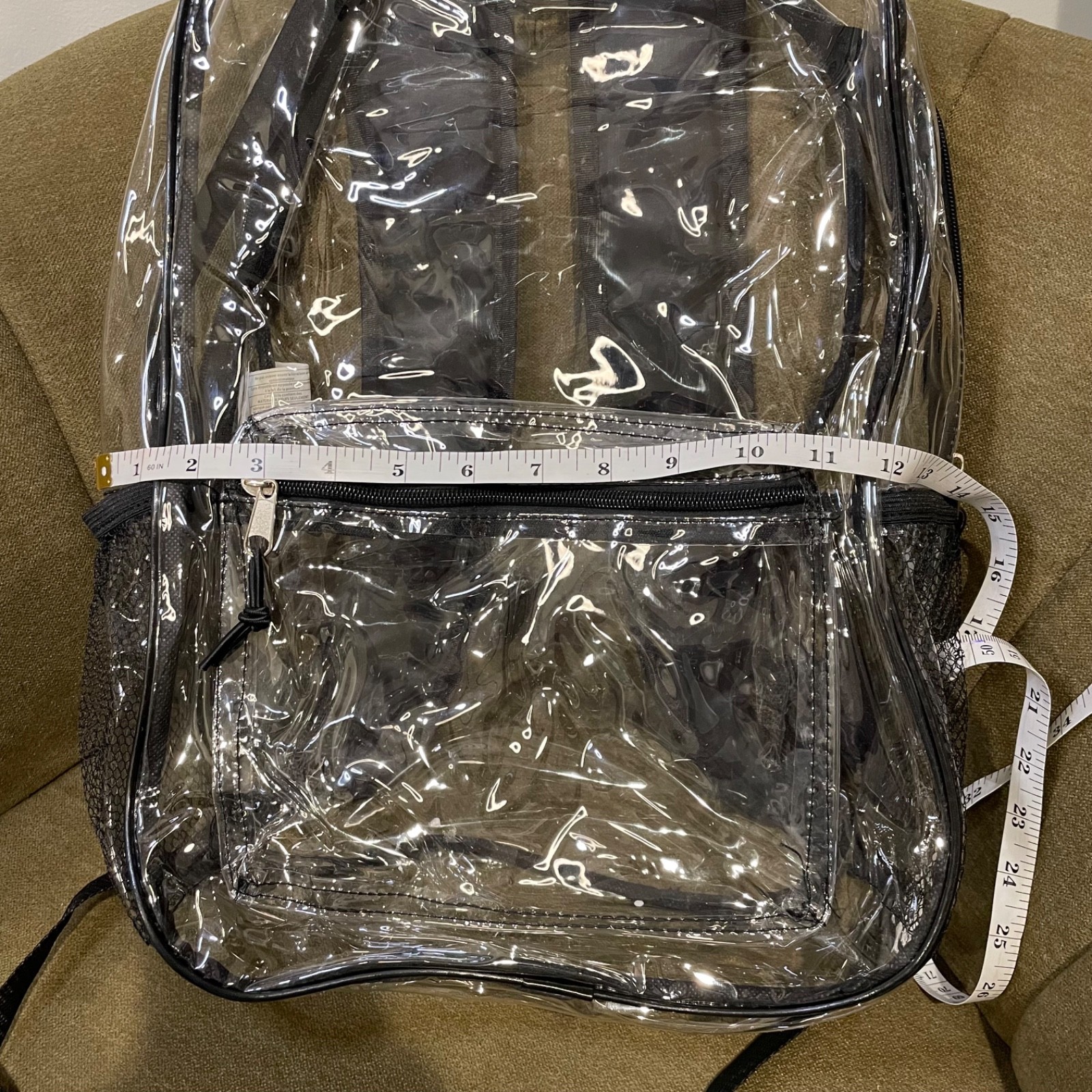 Brand New Clear Stadium Approved Backpack Transparent PVC Black Trim Concert Fes