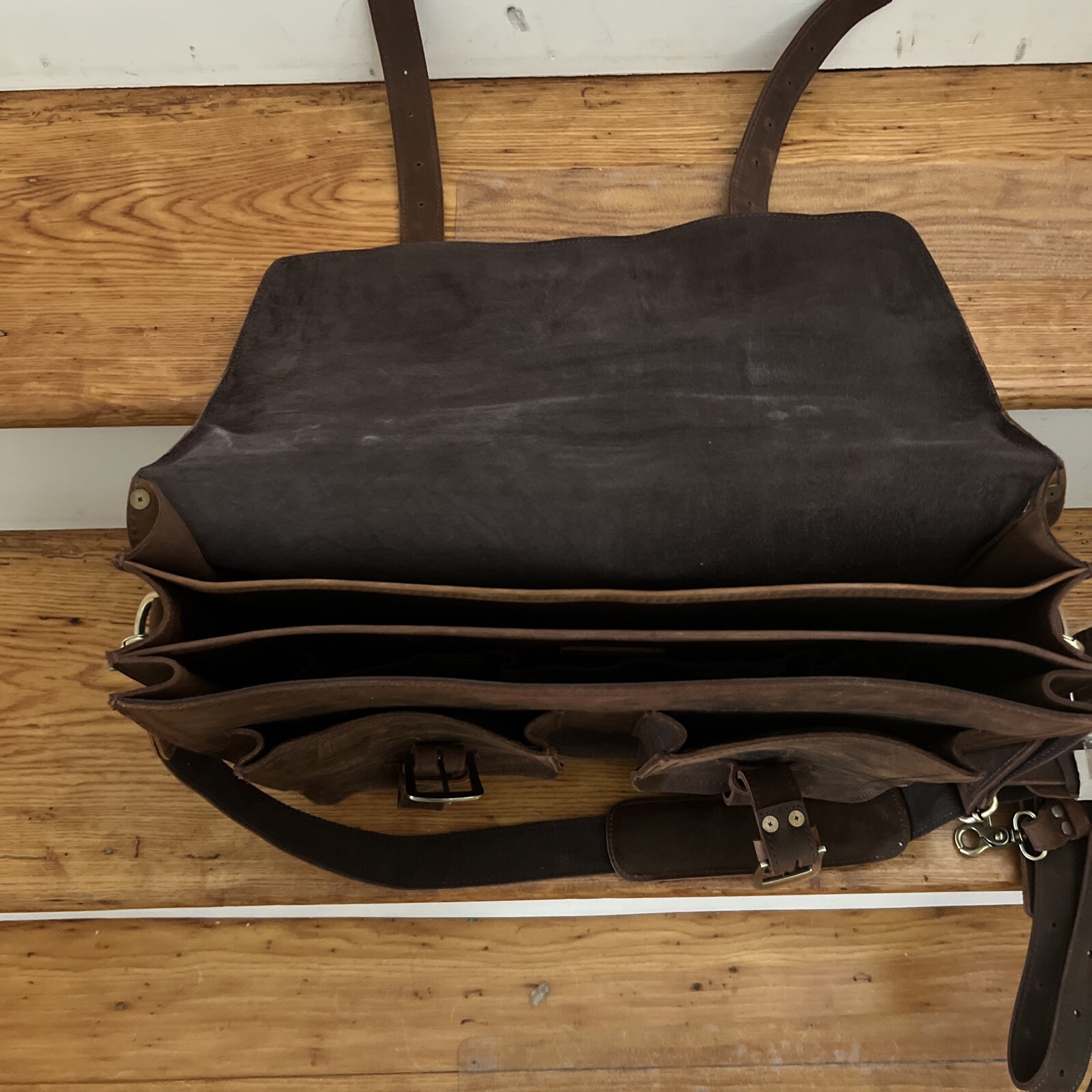 kattee Leather Briefcase Strap Brown EUC