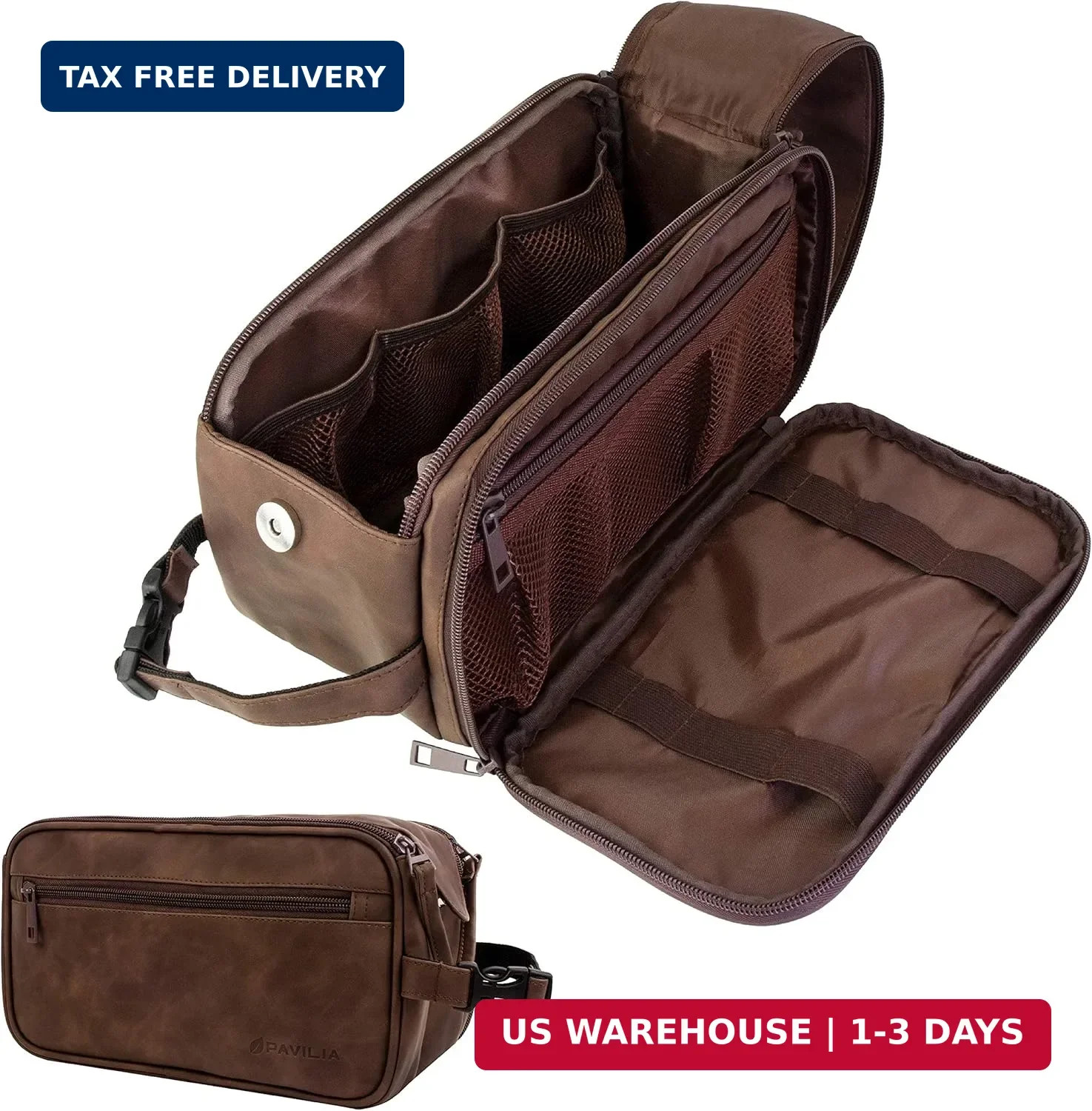 PAVILIA Toiletry Bag for Men, Travel Essentials Shaving Dopp Kit, Mens Travel Ba