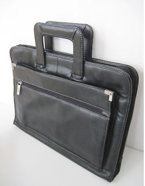 Vintage Samsonite Leather Top Loader Briefcase Laptop Bag Black Business Travel