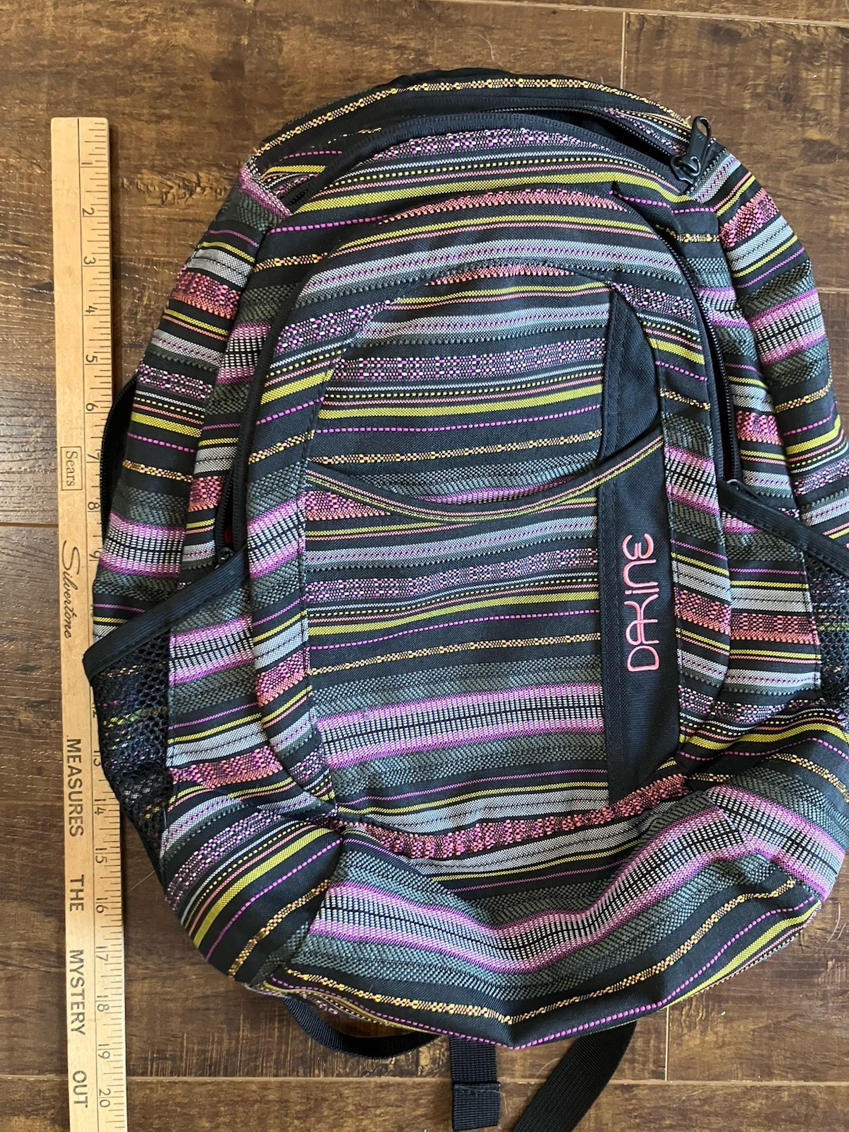Dakine Striped Backpack Black Pink Yellow School Travel Laptop Bag Unisex