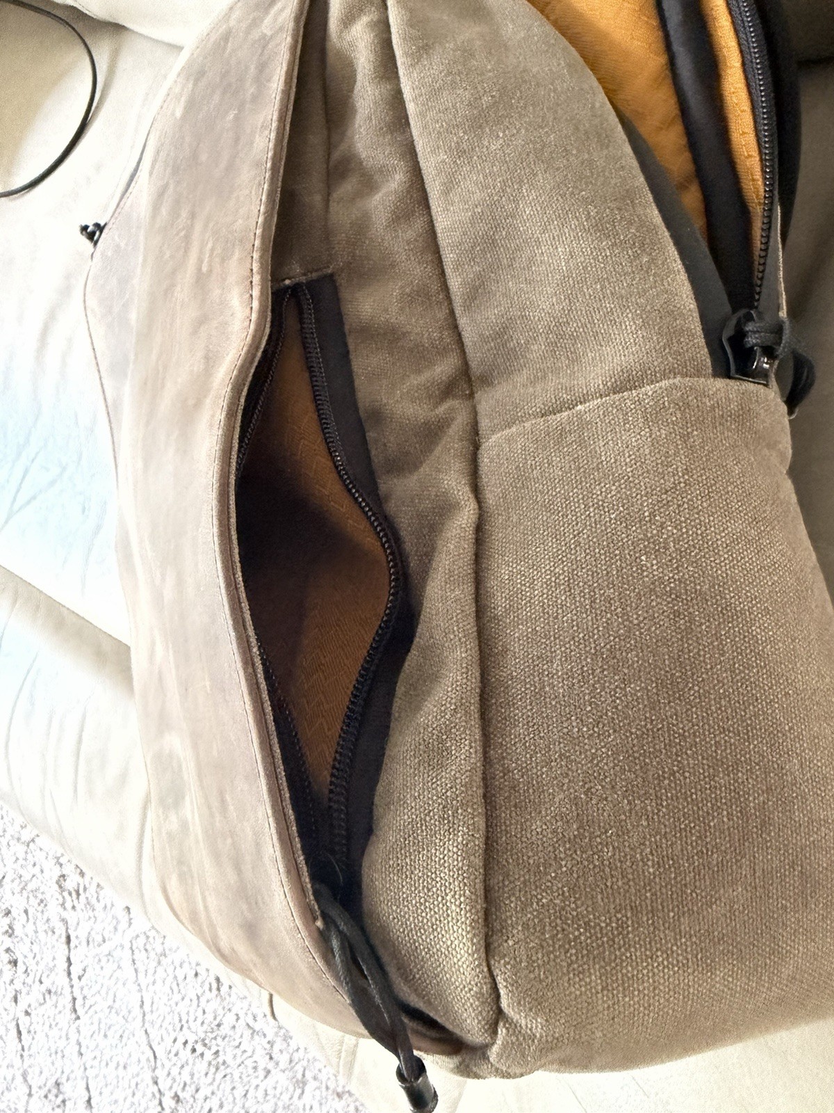 Waterfield Designs SF Sutter Slim Backpack Waxed Canvas Chocolate Leather