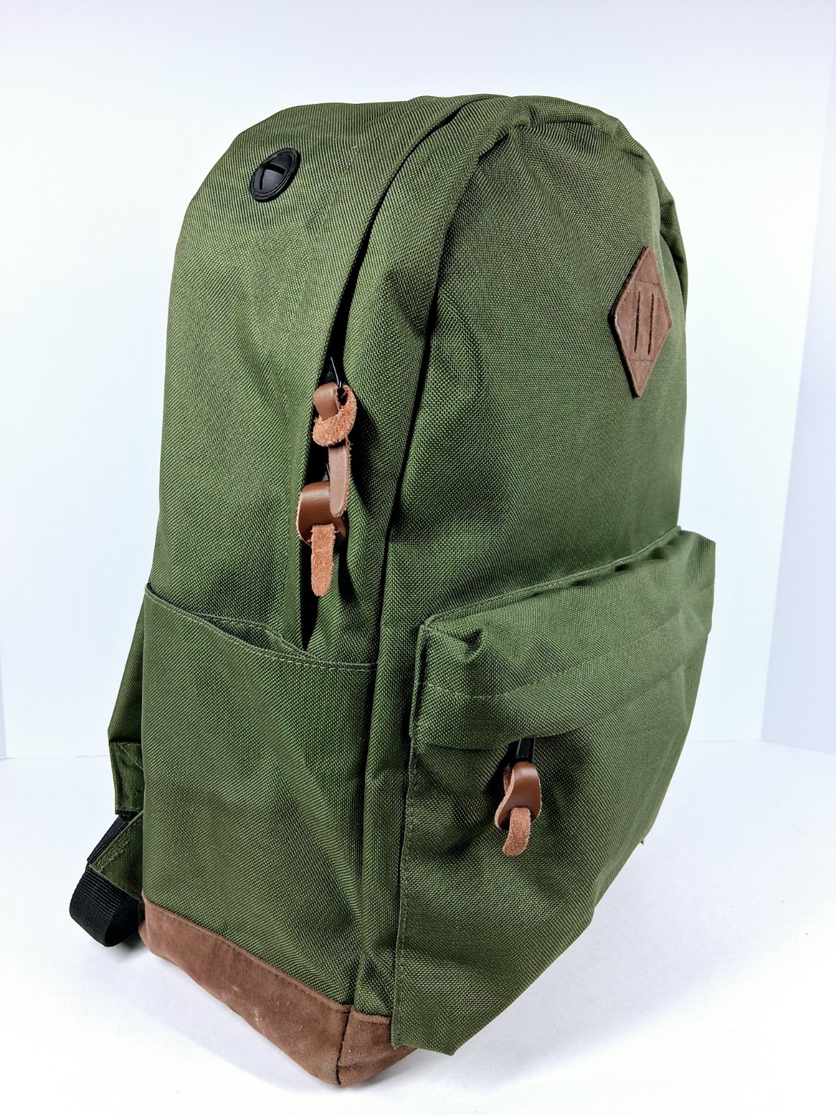 Vaschy Green & Brown Backpack Zip Adjustable Strap Pockets Travel Good Pre-owned