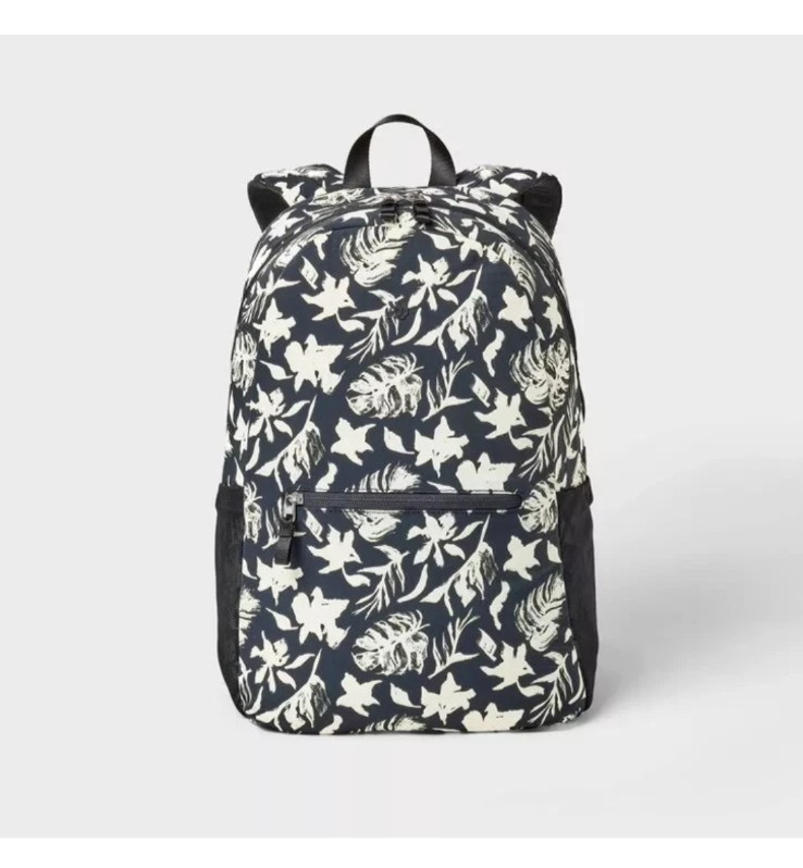 ALL IN MOTION TWEEN CRINKLE BACKPACK – BLACK & WHITE FLORAL