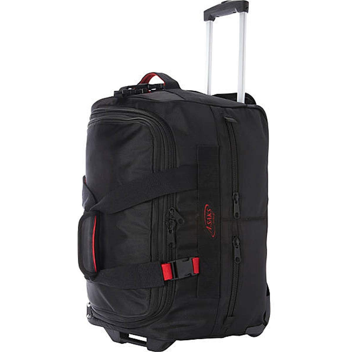 A.SAKS Rolling Trolley Duffel Bag 20-Inch Carry-On, Black/Red 20-inch U1