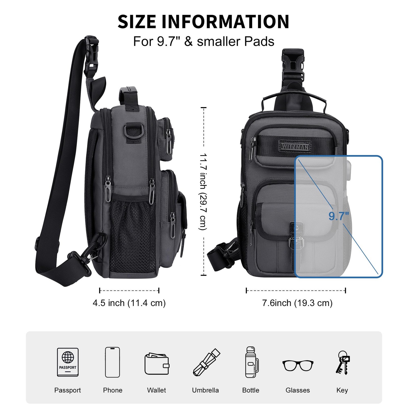Sling Bag for Men Convertible Sling Backpack with USB Charging Port