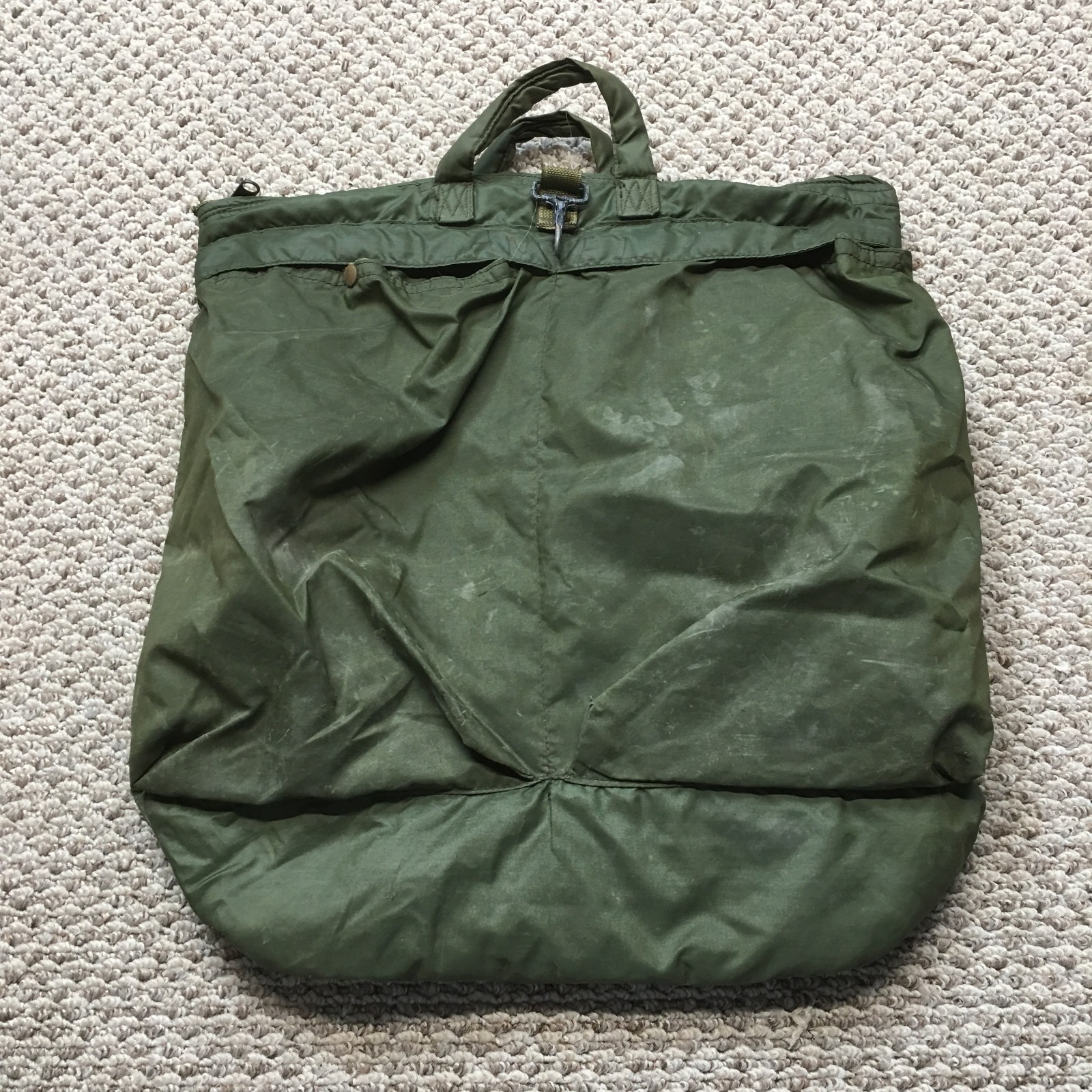 Vintage USGI Tote Bag Mens Extra Large Green Flyers Helmet Army Olive Green 80s