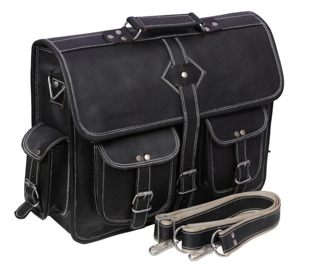 Leather Briefcase Mens Vintage Laptop Messenger Bag Handmade Satchel Shoulder P