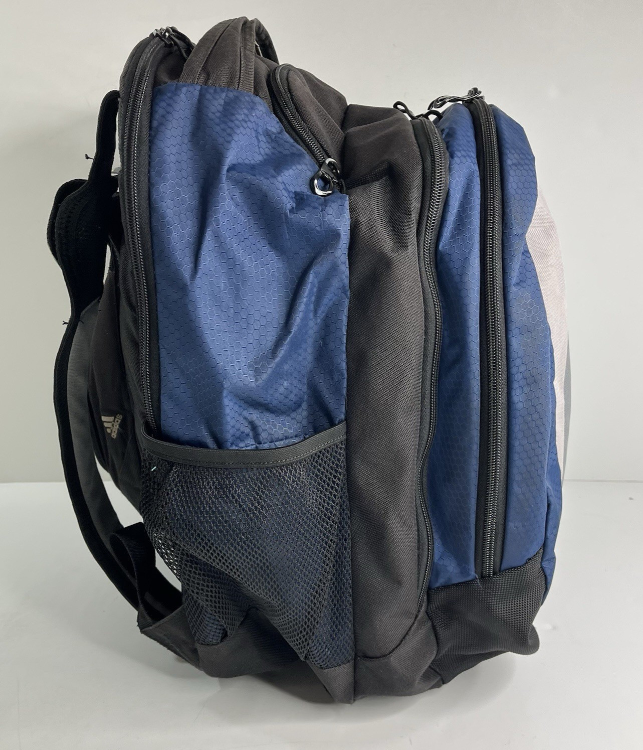 Adidas LoadSpring Backpack Black Blue & White 4 Zipper Compartments