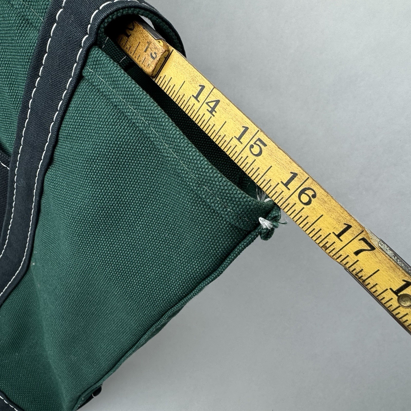 L.L. Bean Boat & Tote Two-Tone Bag Green And Navy Blue Made in USA 16”x5”x12”