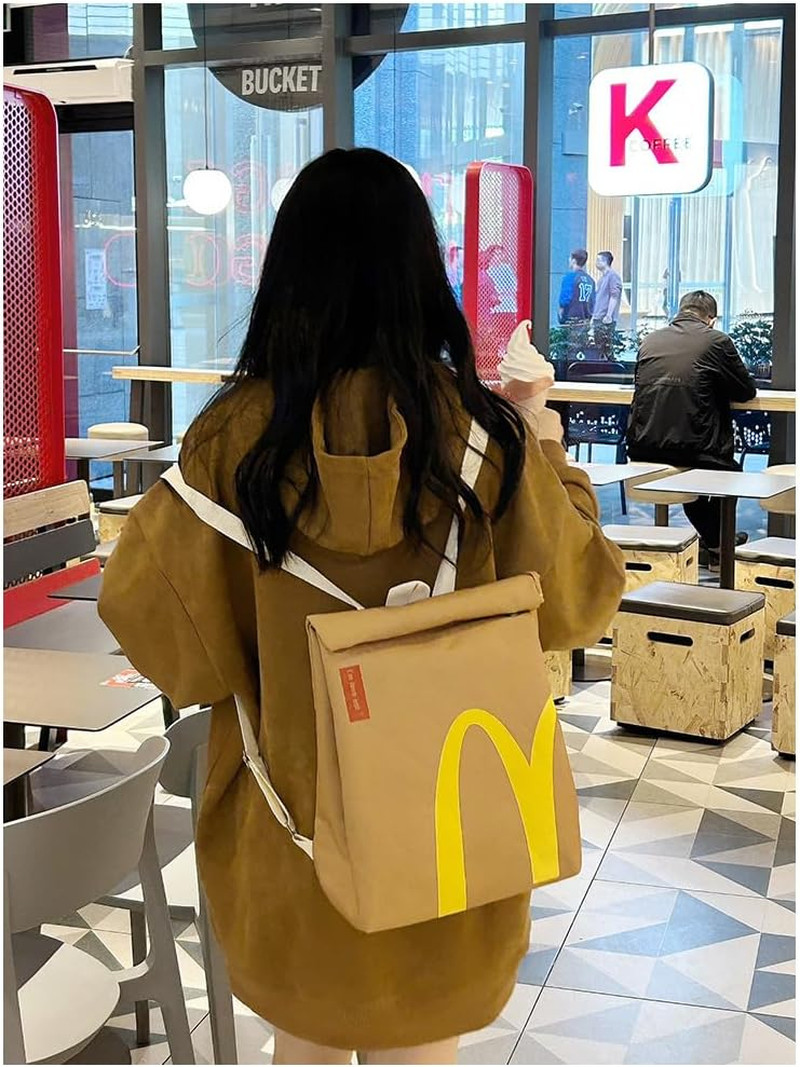 Classic Funny Retro Paper Bag Large Capacity Backpack Cute Personalized Shoulder