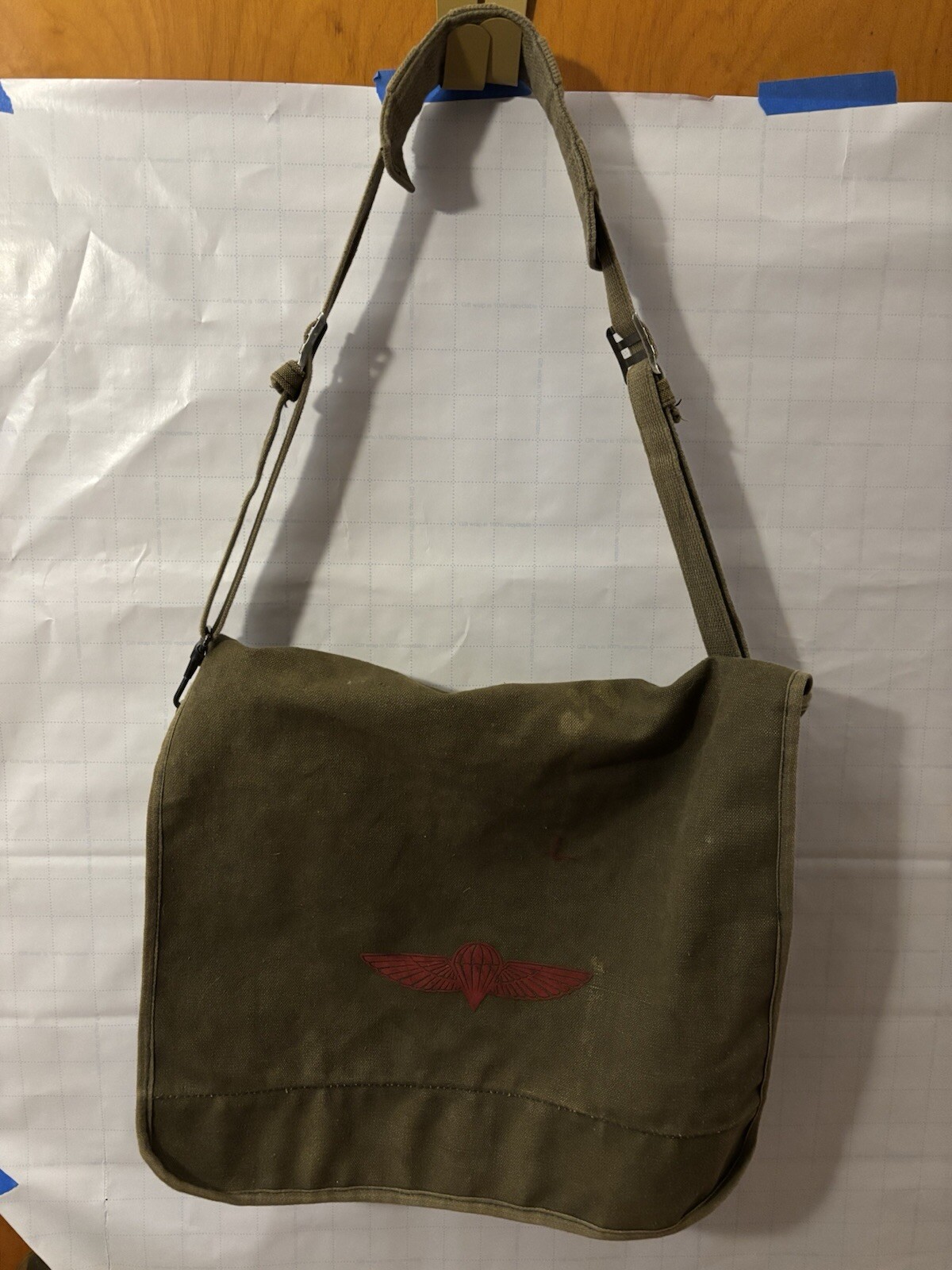Green Khaki Paratrooper Bag Crossbody Messenger Bag (Israeli?) Made In China